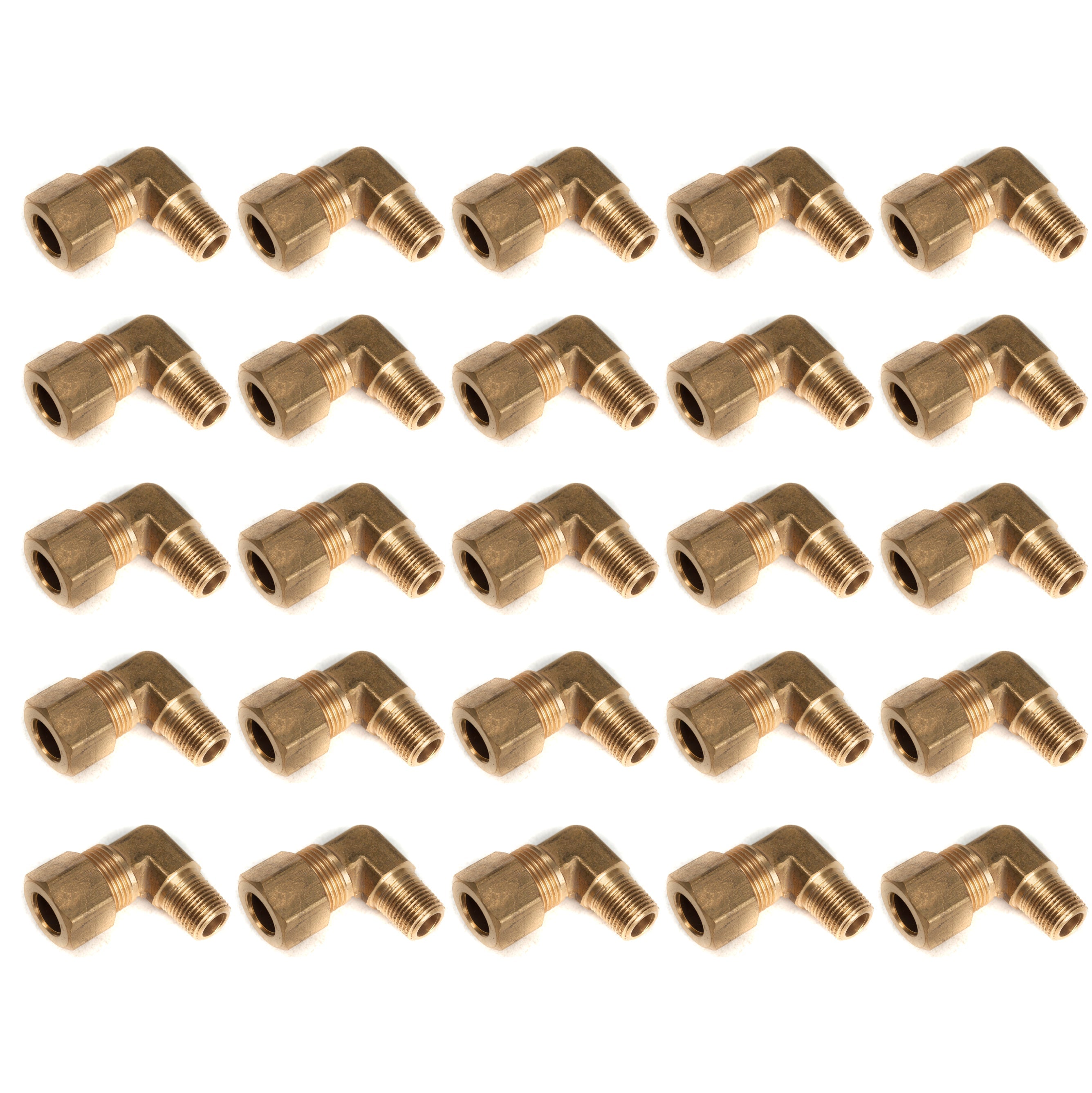LTWFITTING 3/8-Inch OD x 1/4-Inch Male NPT 90 Degree Compression Elbow,Brass Compression Fitting(Pack of 25)