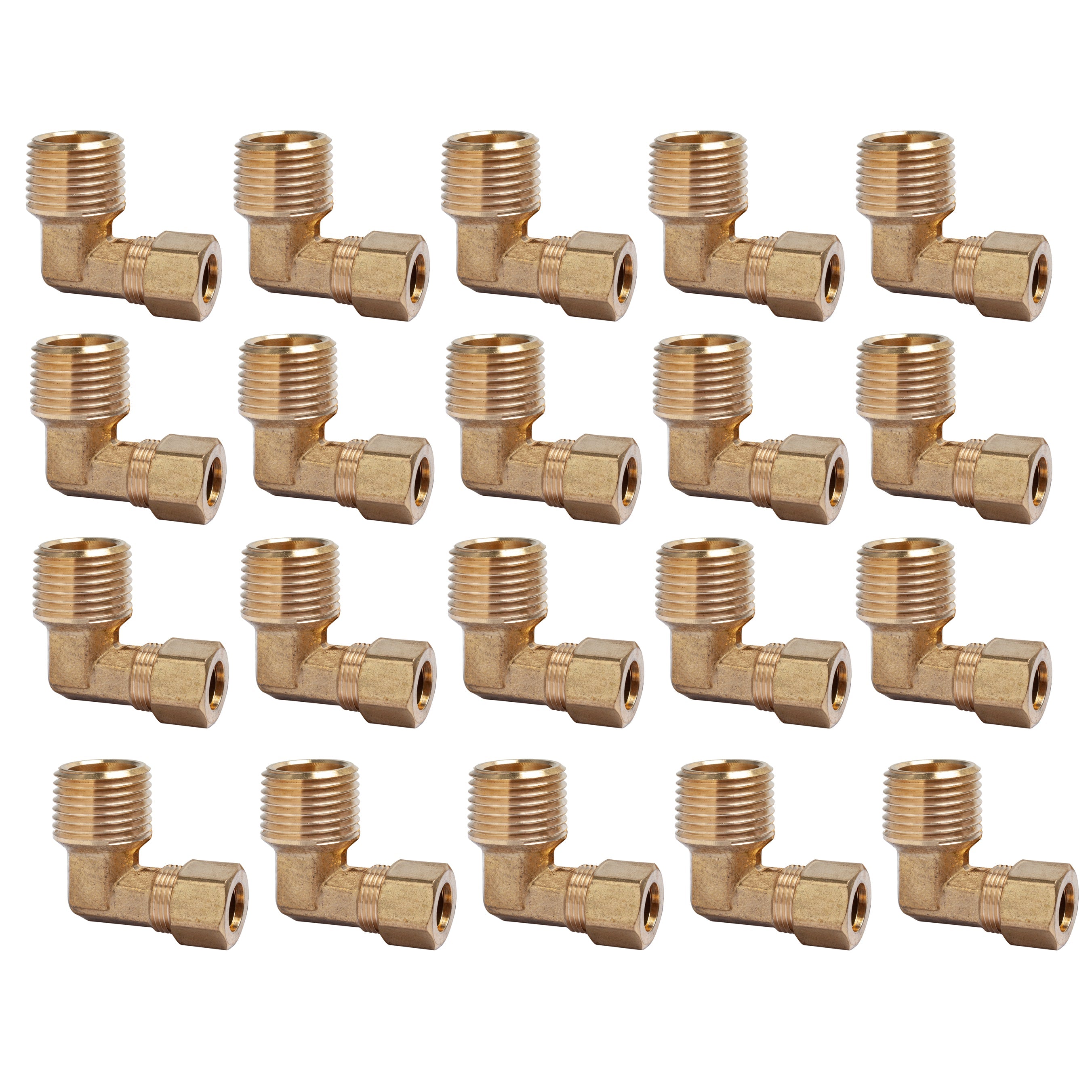 LTWFITTING 3/8-Inch OD x 1/2-Inch Male NPT 90 Degree Compression Elbow,Brass Compression Fitting(Pack of 20)