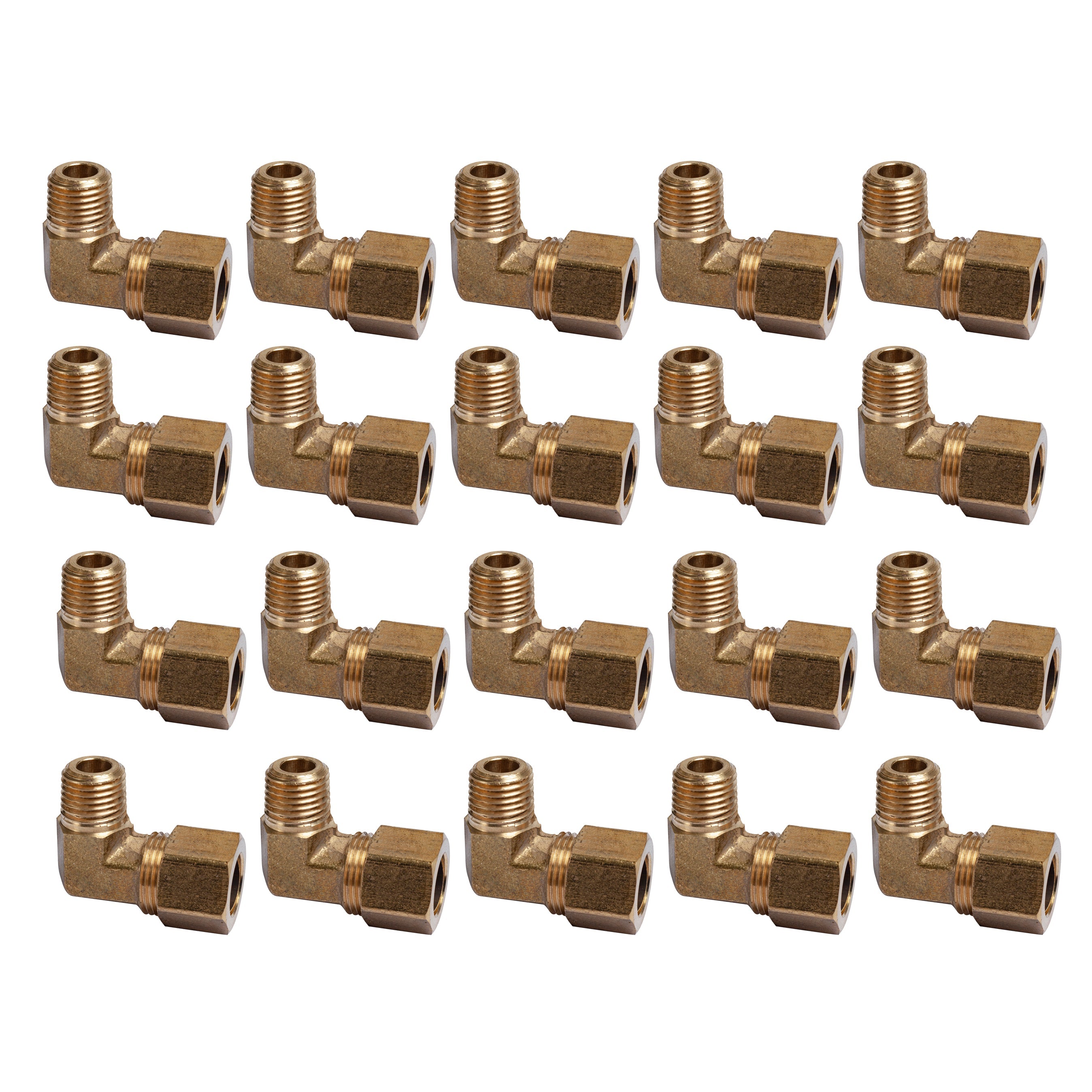 LTWFITTING 1/2-Inch OD x 1/4-Inch Male NPT 90 Degree Compression Elbow,Brass Compression Fitting(Pack of 20)