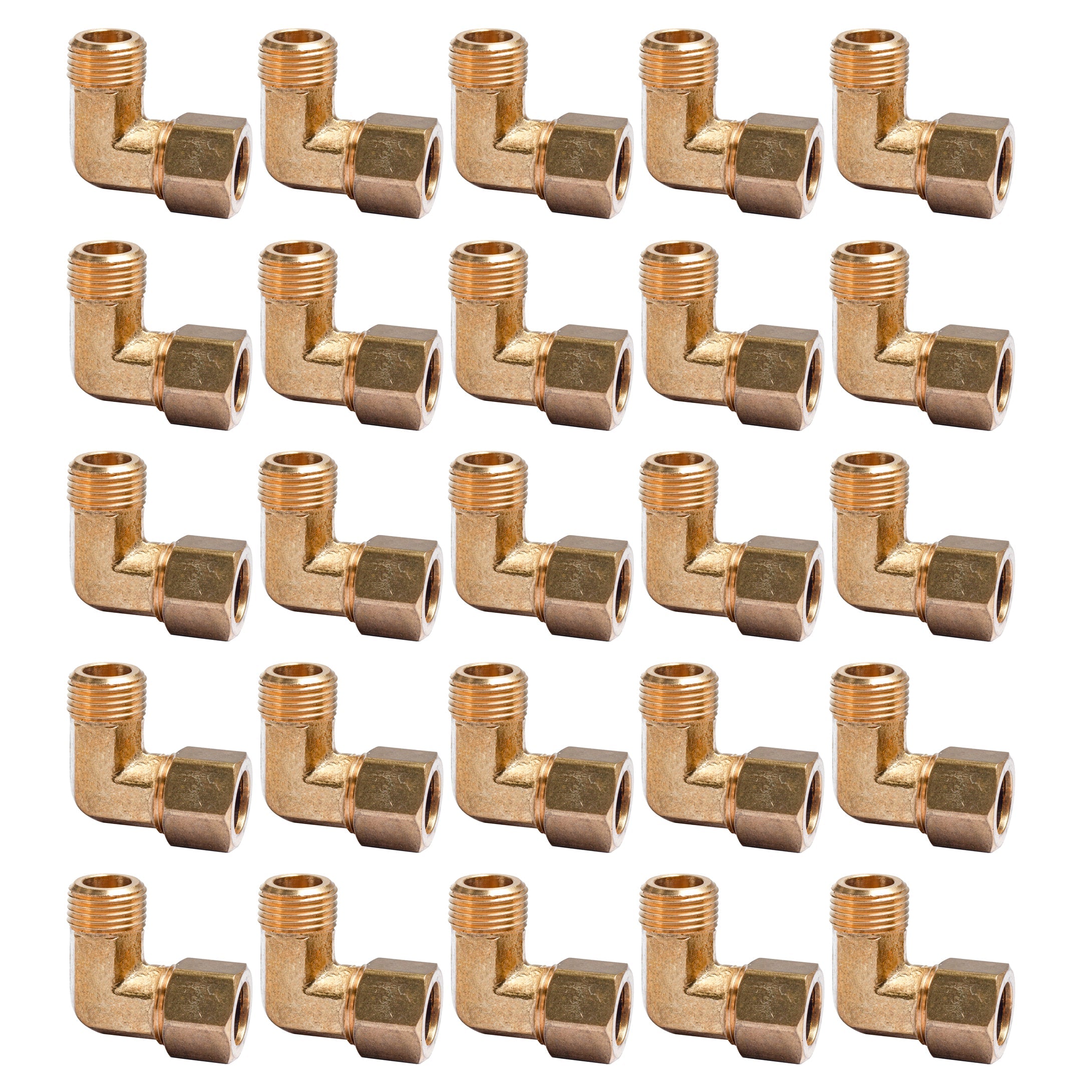 LTWFITTING 1/2-Inch OD x 3/8-Inch Male NPT 90 Degree Compression Elbow,Brass Compression Fitting(Pack of 25)
