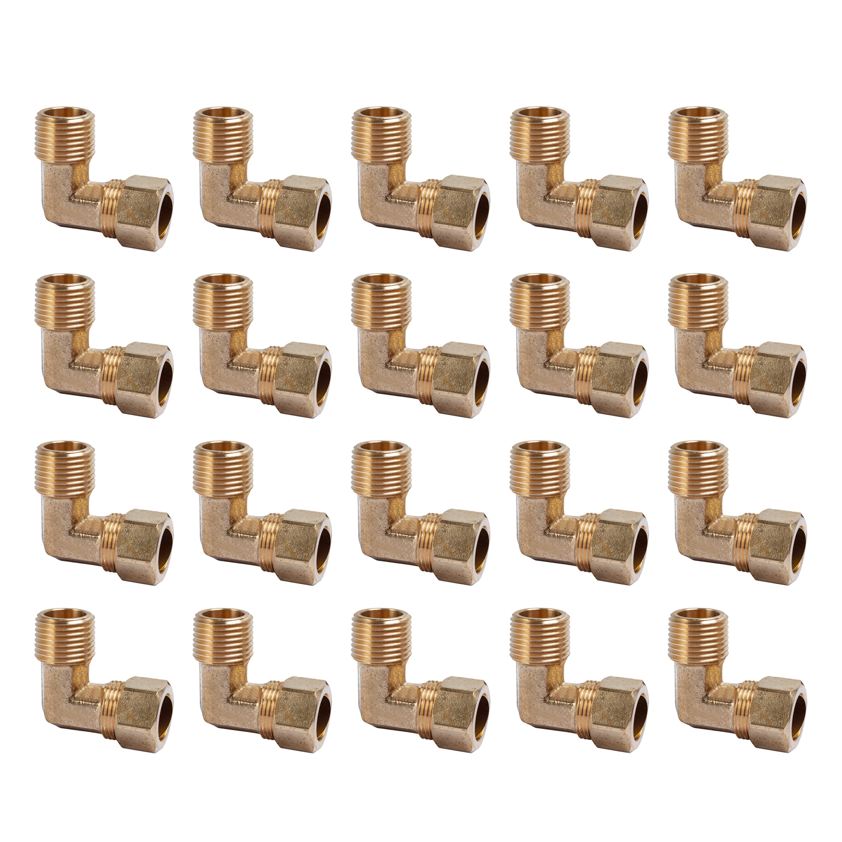 LTWFITTING 1/2-Inch OD x 1/2-Inch Male NPT 90 Degree Compression Elbow,Brass Compression Fitting(Pack of 20)