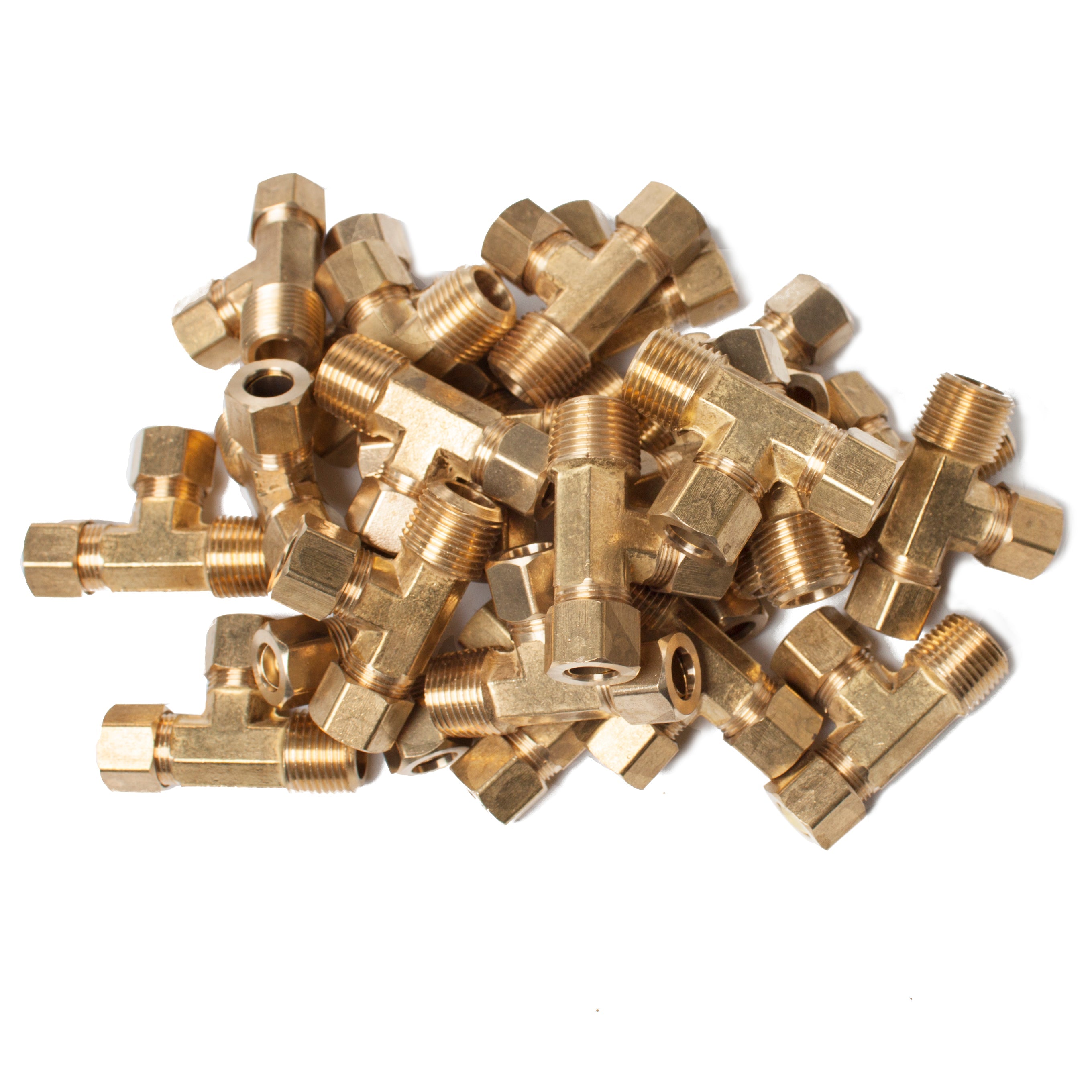 LTWFITTING Brass 3/8-Inch OD x 3/8-Inch OD x 3/8-Inch Male NPT Compression Run Tee Fitting(Pack of 20)