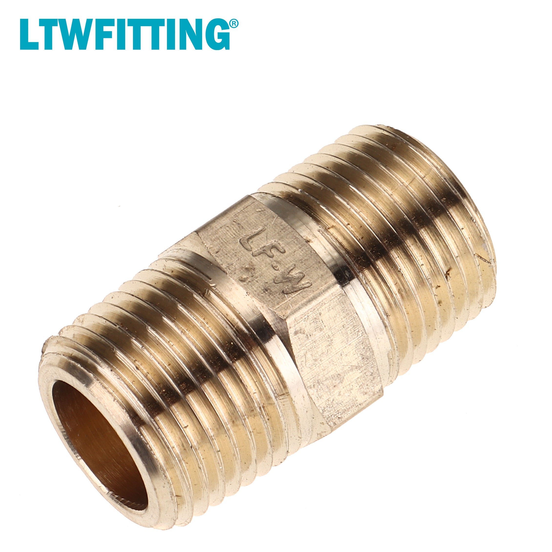 LTWFITTING Lead Free Brass Pipe Hex Nipple Fitting 1/2 Inch Male NPT Air Fuel Water(Pack of 20)