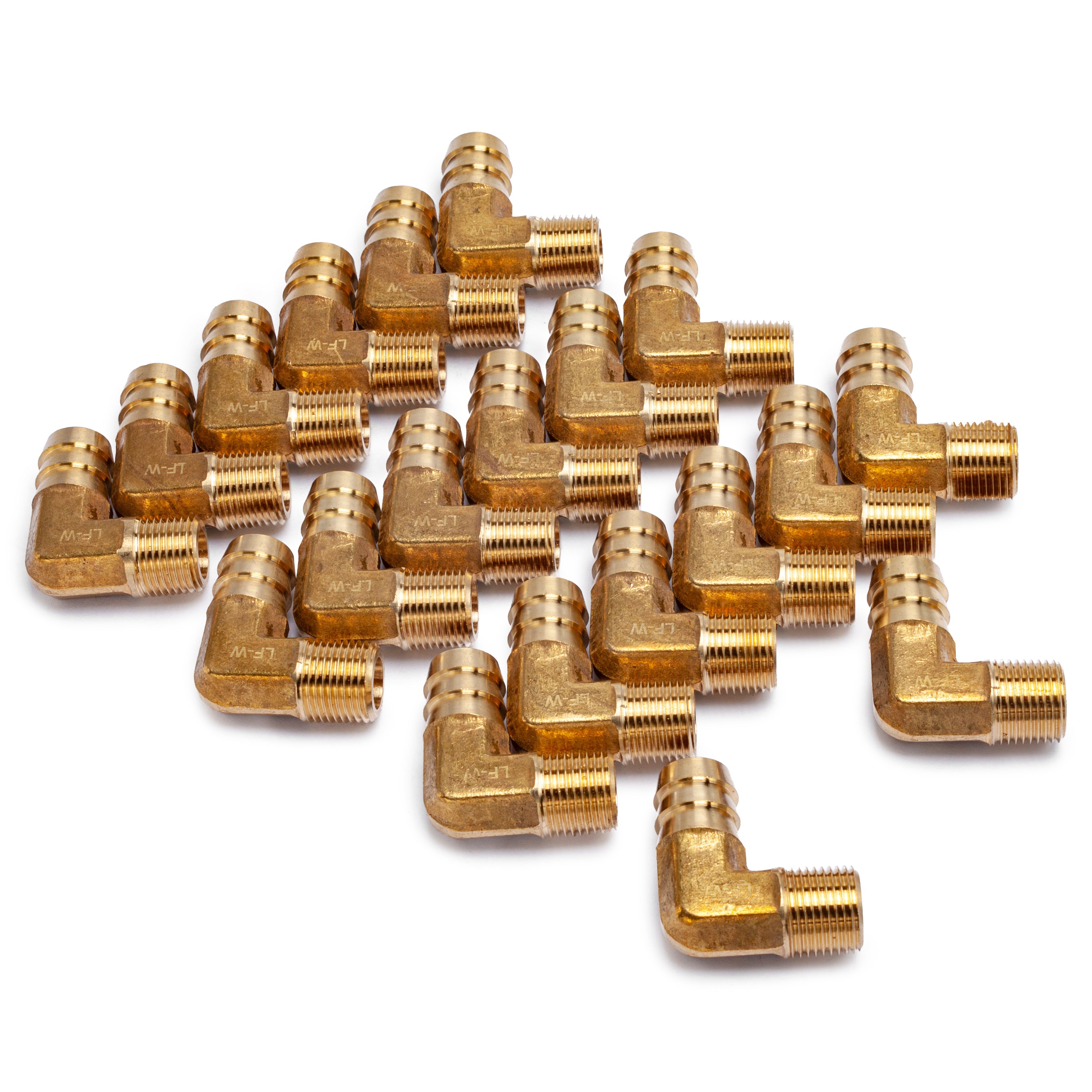 LTWFITTING Lead Free 90 Deg Elbow Brass Barb Fitting 5/8 Inch Hose Barb x 3/8 Inch Male NPT Thread Fuel Boat Water (Pack of 20)