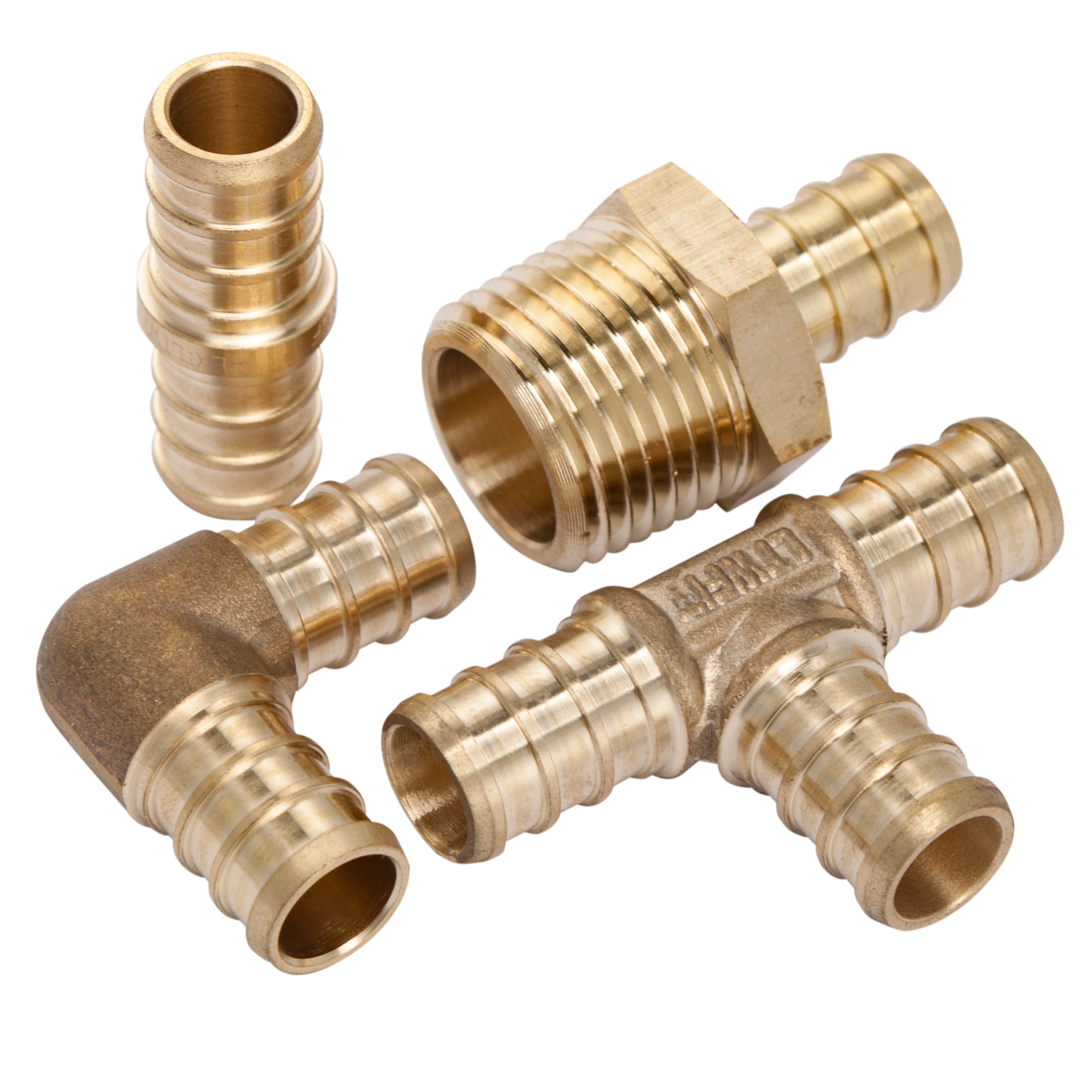 LTWFITTING Value Pack Lead Free Brass 1/2-Inch PEX Elbow, Coupling, 1/2-Inch x 1/2-Inch x 1/2-Inch PEX Tee and 1/2-Inch PEX x 1/2-Inch Male NPT Crimp Adaptor (Pack of 20)