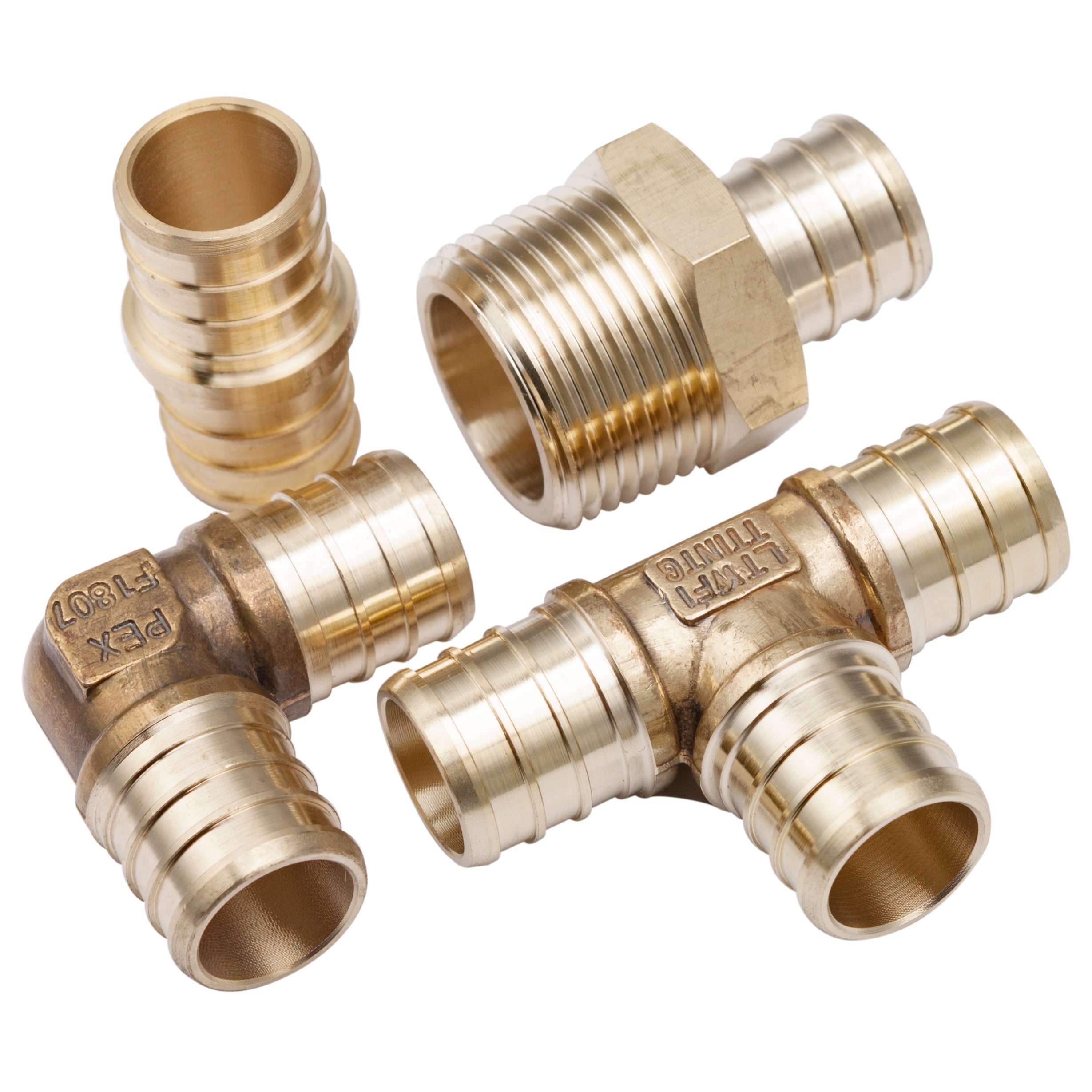 LTWFITTING Value Pack Lead Free Brass 3/4-Inch PEX Coupling, Elbow, 3/4-Inch x 3/4-Inch x 3/4-Inch PEX Tee and 3/4-Inch PEX x 3/4-Inch Male NPT Crimp Adaptor (Pack of 20)