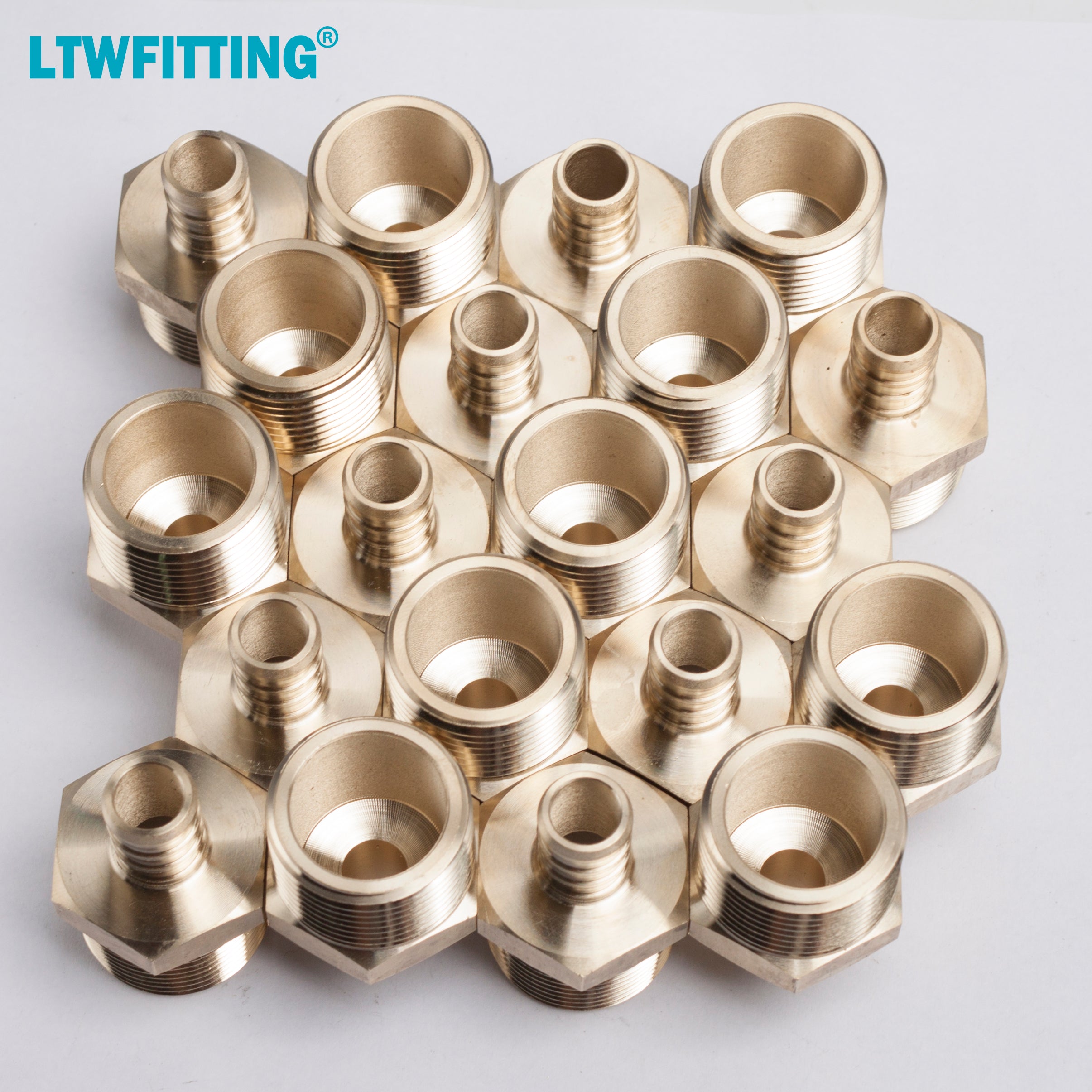 LTWFITTING Lead Free Brass PEX Adapter Fitting 1/2-Inch PEX x 3/4-Inch Male NPT Crimp Adaptor (Pack of 20)
