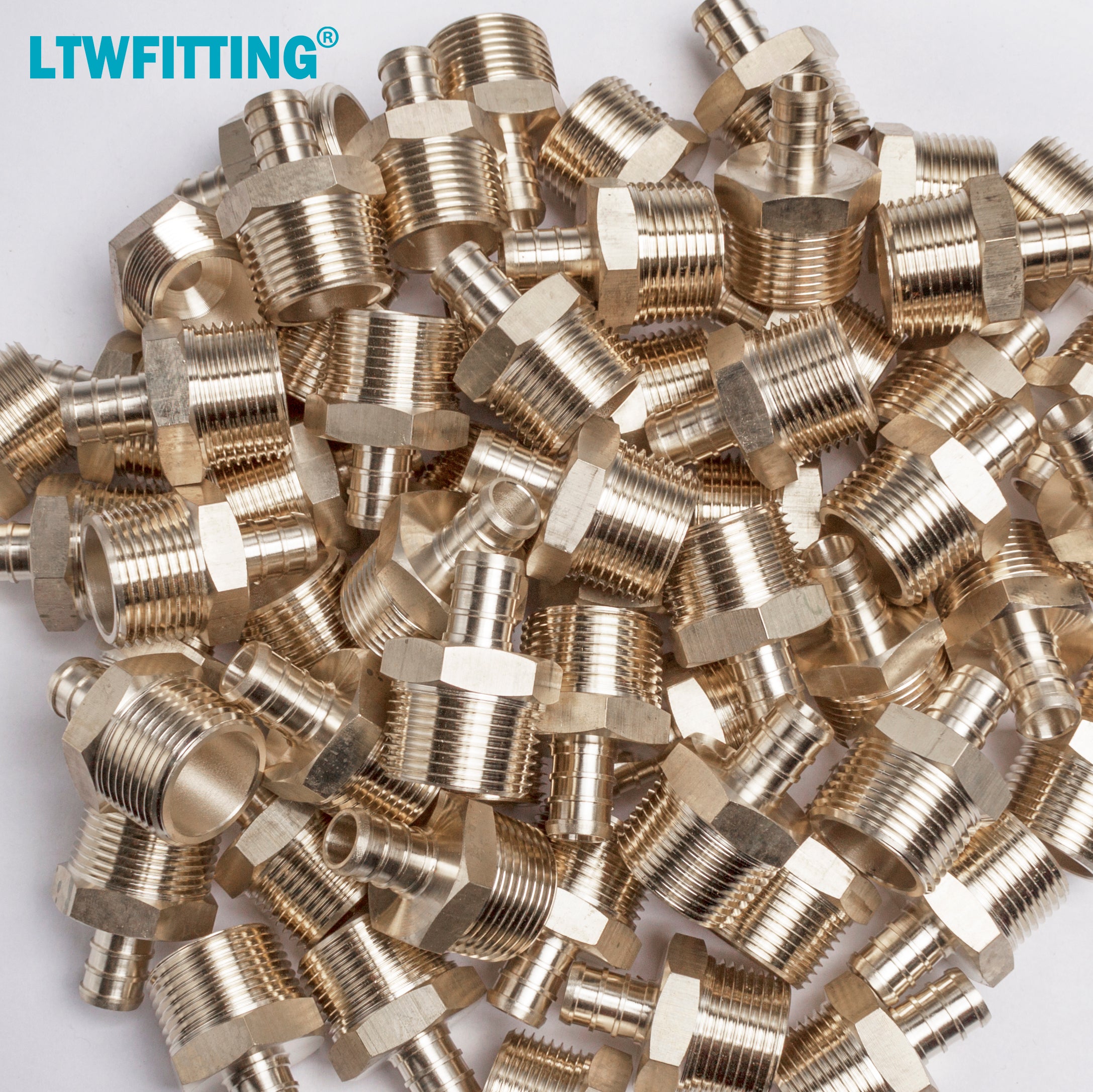 LTWFITTING Lead Free Brass PEX Adapter Fitting 1/2-Inch PEX x 3/4-Inch Male NPT Crimp Adaptor (Pack of 200)