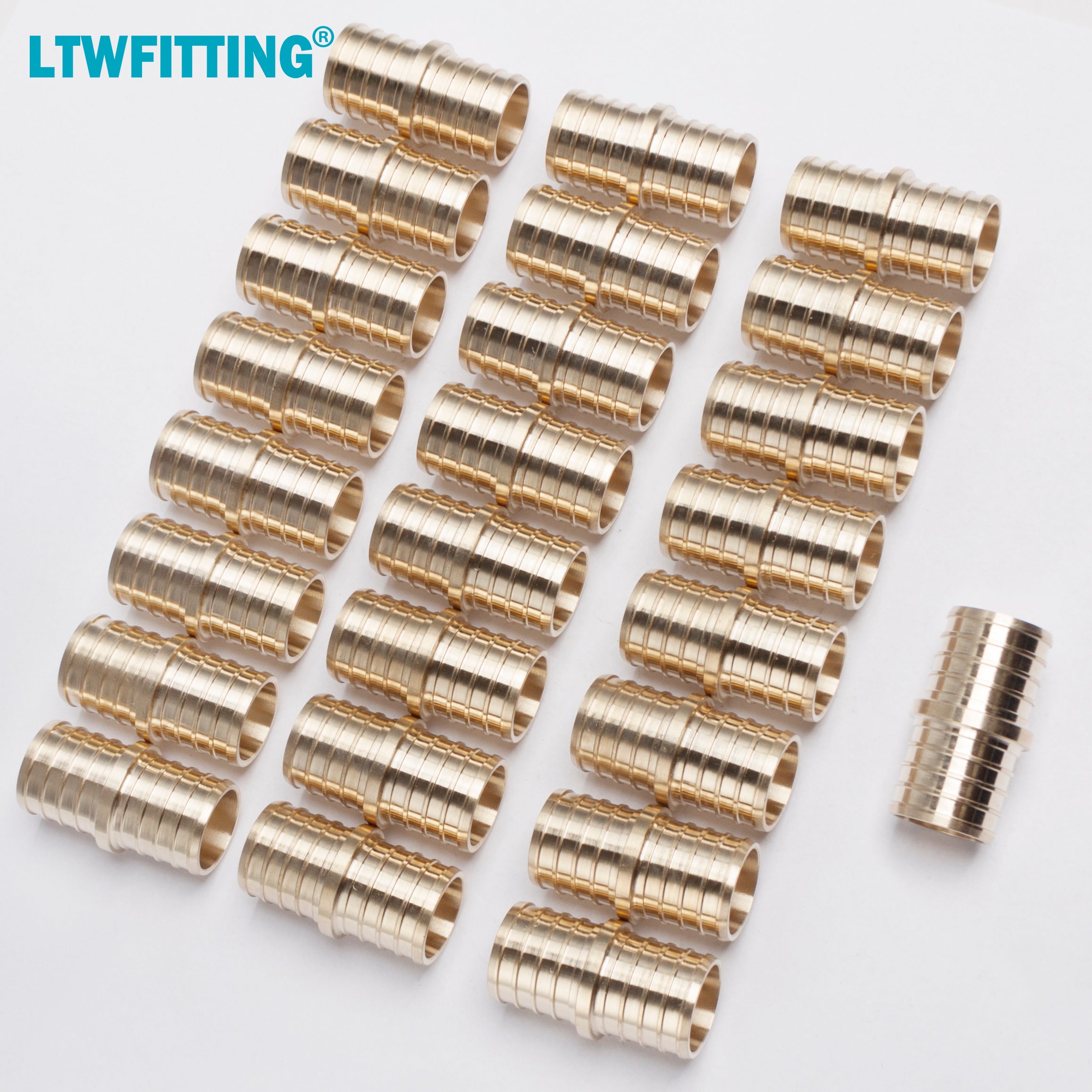 LTWFITTING Lead Free Brass PEX Crimp Fitting 1-Inch PEX Coupling (Pack of 25)