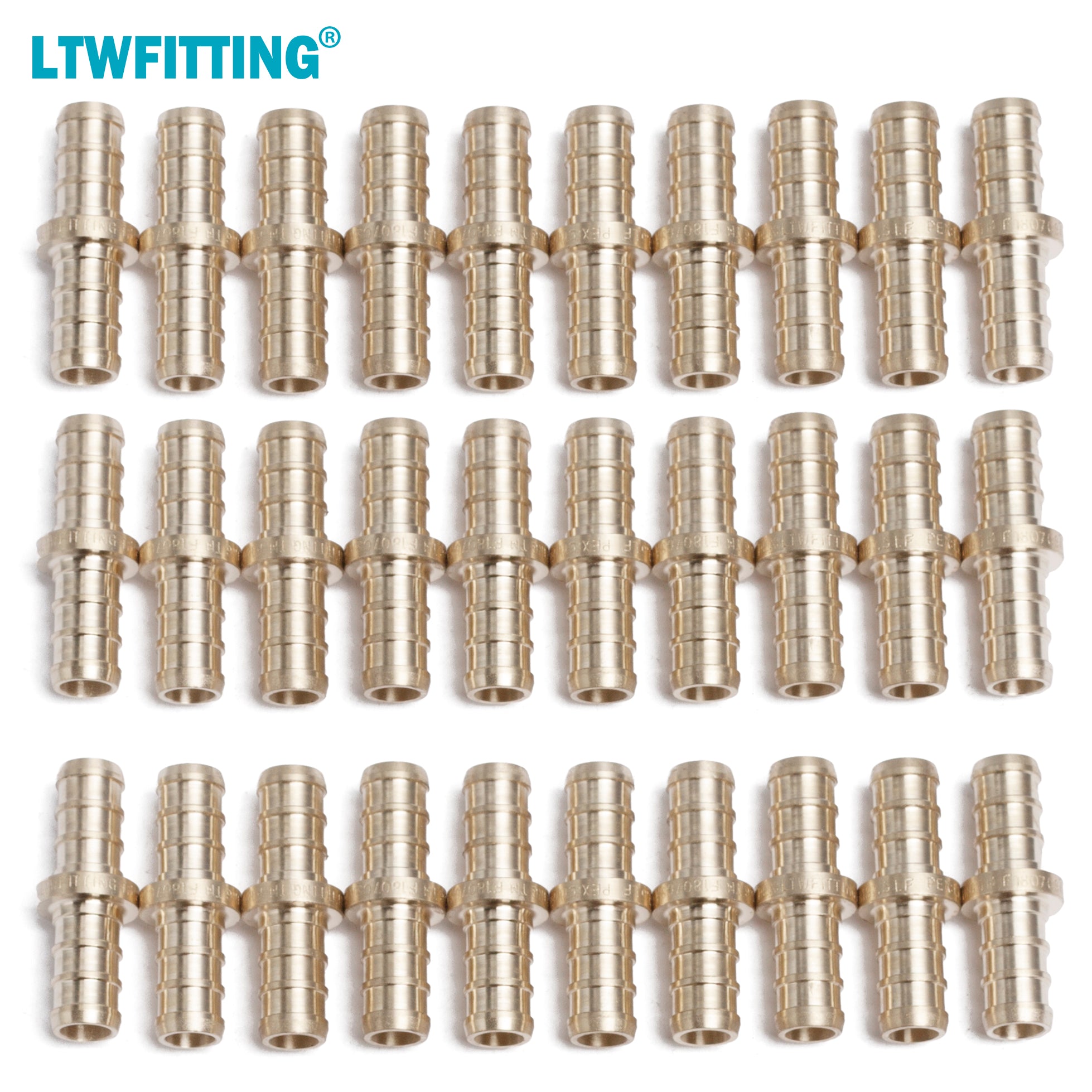 LTWFITTING Lead Free Brass PEX Crimp Fitting 3/8-Inch PEX Coupling (Pack of 30)