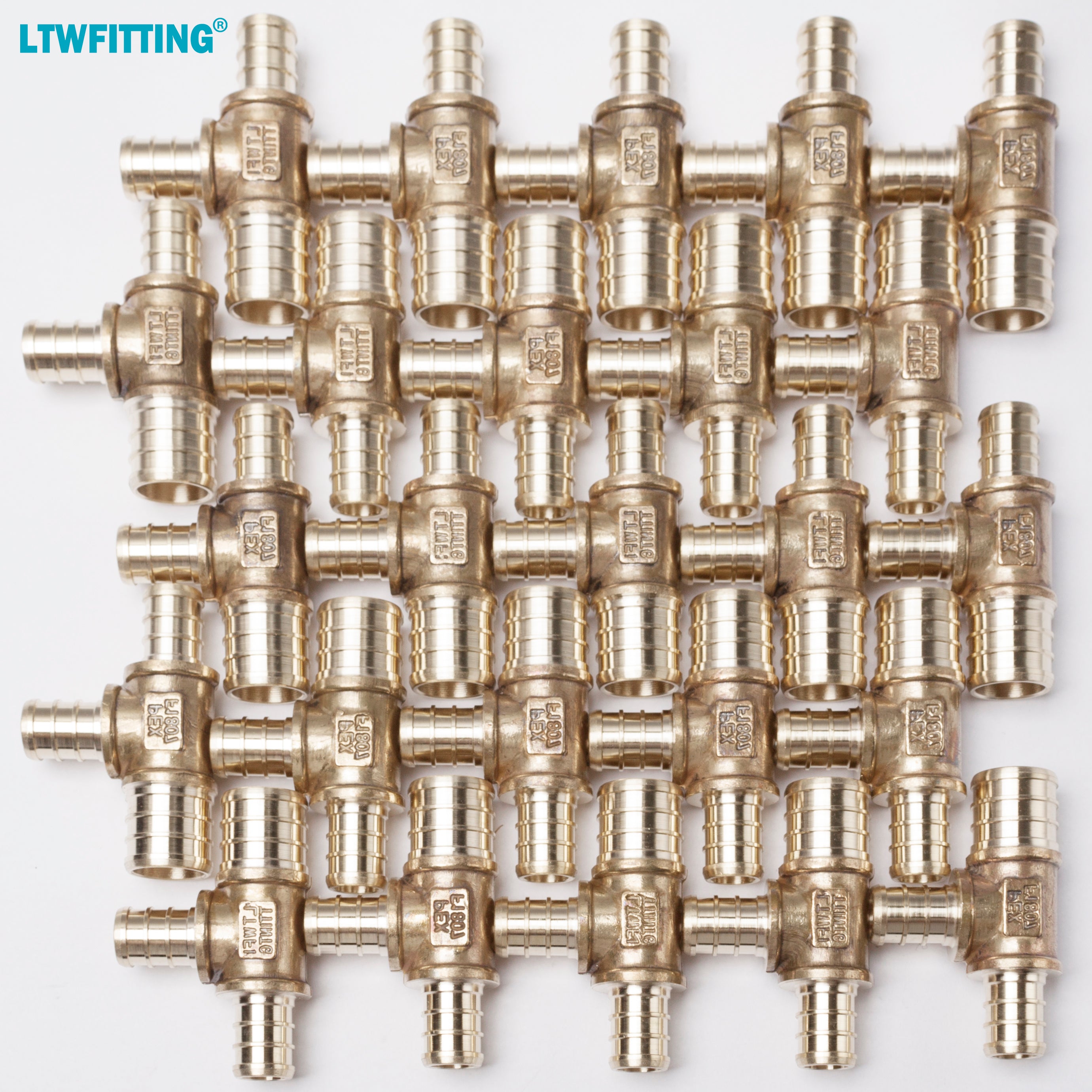 LTWFITTING Lead Free Brass PEX Crimp Fitting 3/4-Inch x 1/2-Inch x 1/2-Inch PEX Tee (Pack of 25)
