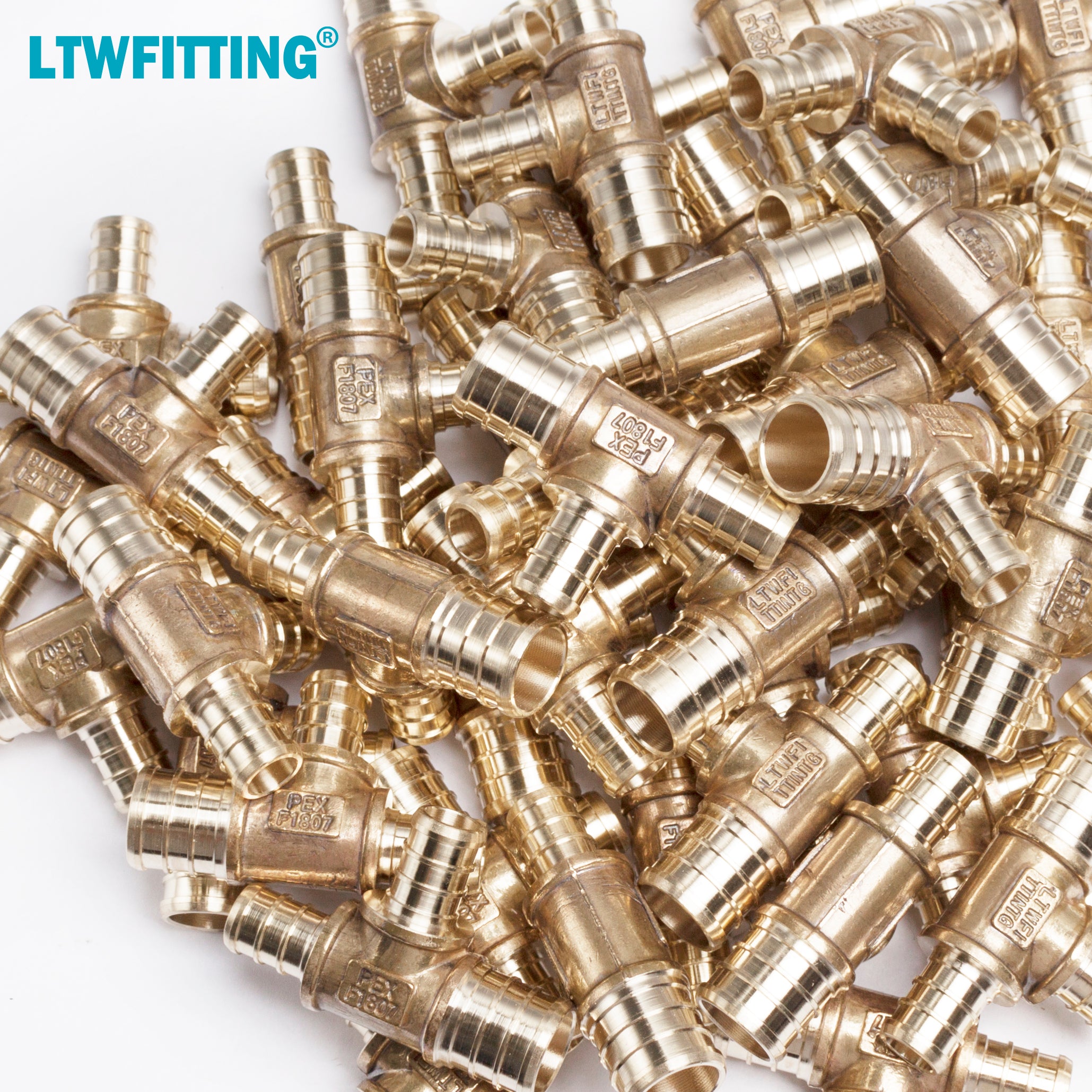 LTWFITTING Lead Free Brass PEX Crimp Fitting 3/4-Inch x 1/2-Inch x 1/2-Inch PEX Tee (Pack of 250)