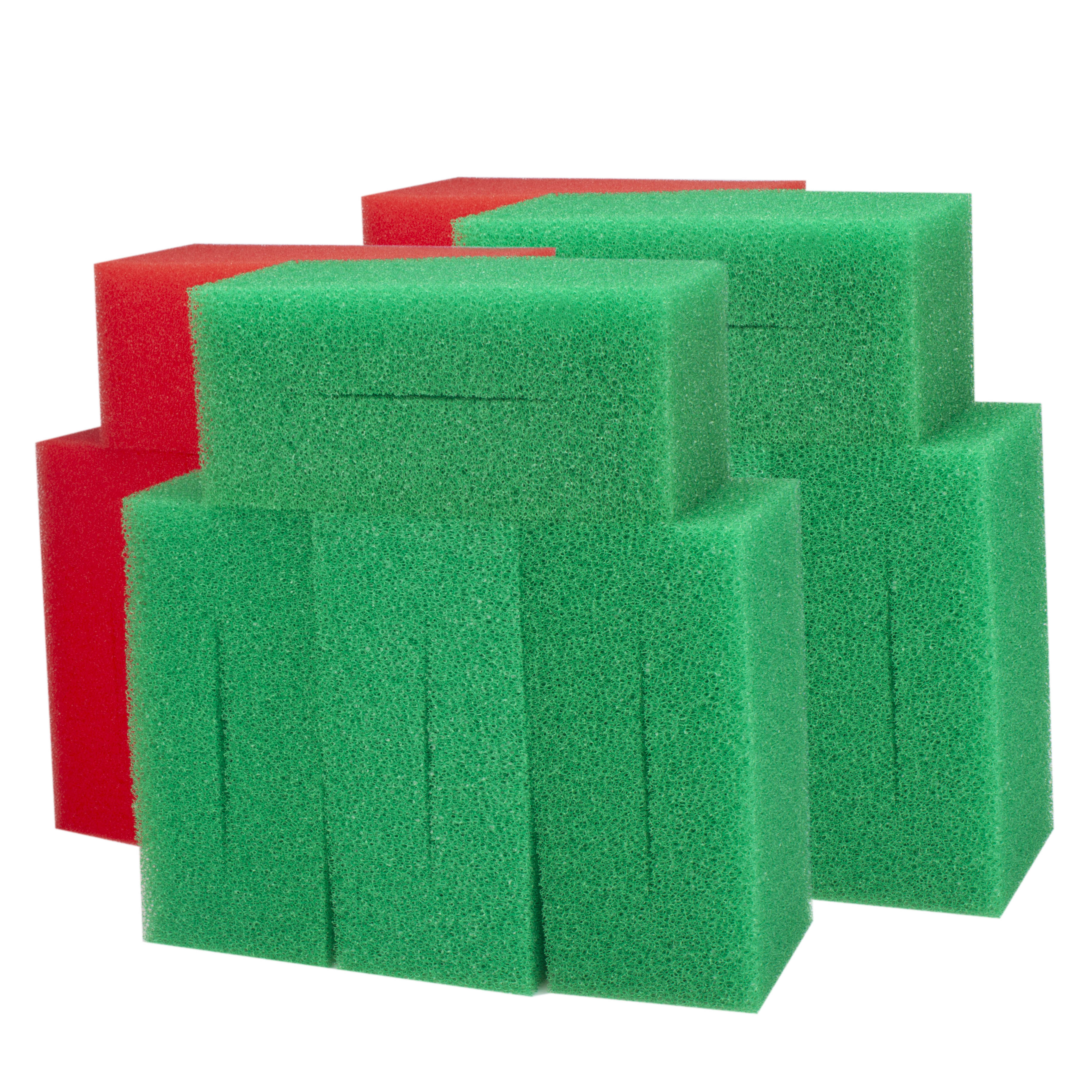 LTWHOME Compatible Green Coarse and Red Fine Filter Foam Replacement for Oase Biotec 12 56739 (Pack of 16)