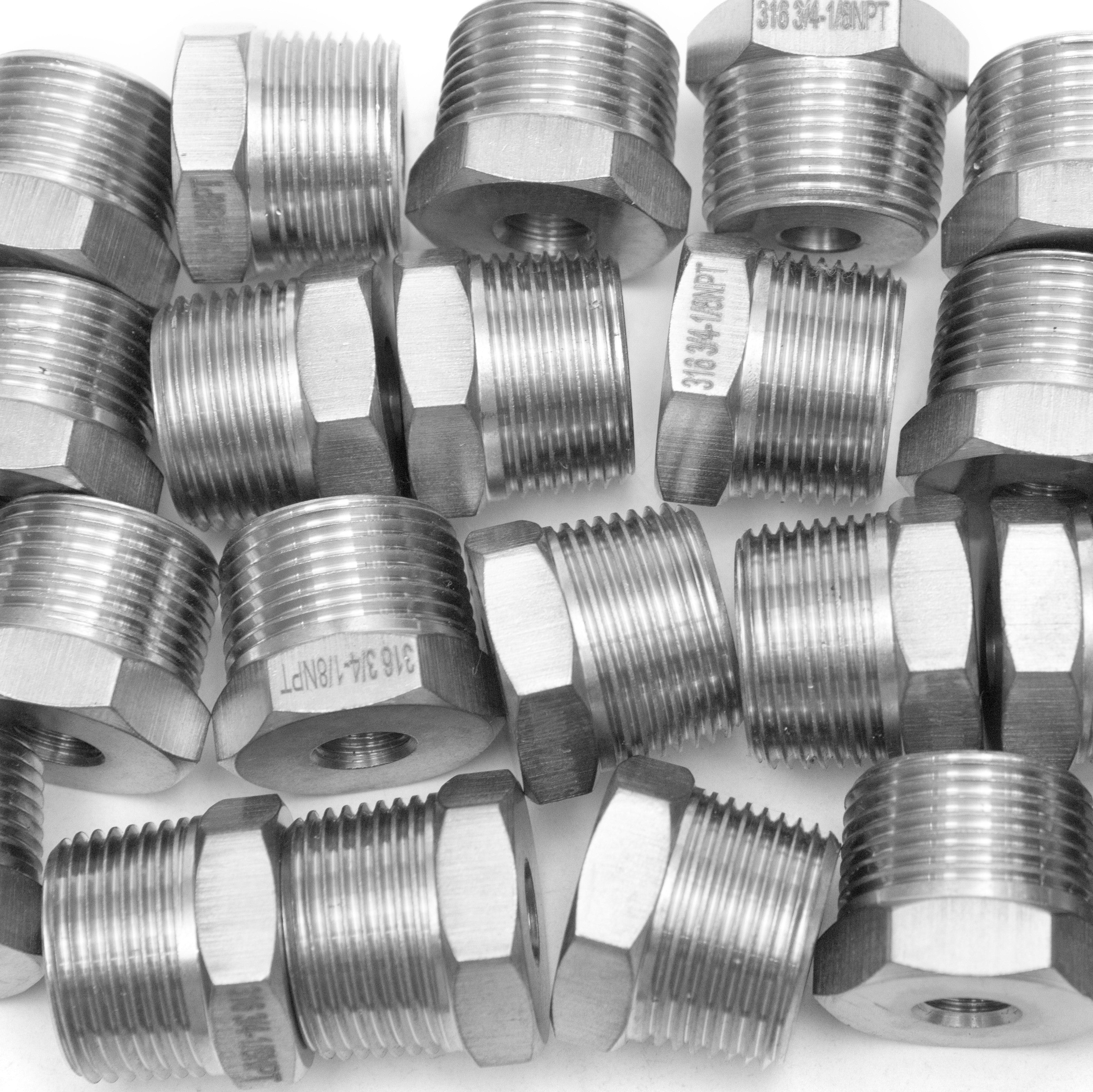 LTWFITTING Bar Production Stainless Steel 316 Pipe Hex Bushing Reducer Fittings 3/4 Inch Male x 1/8 Inch Female NPT Fuel Water Boat (Pack of 100)