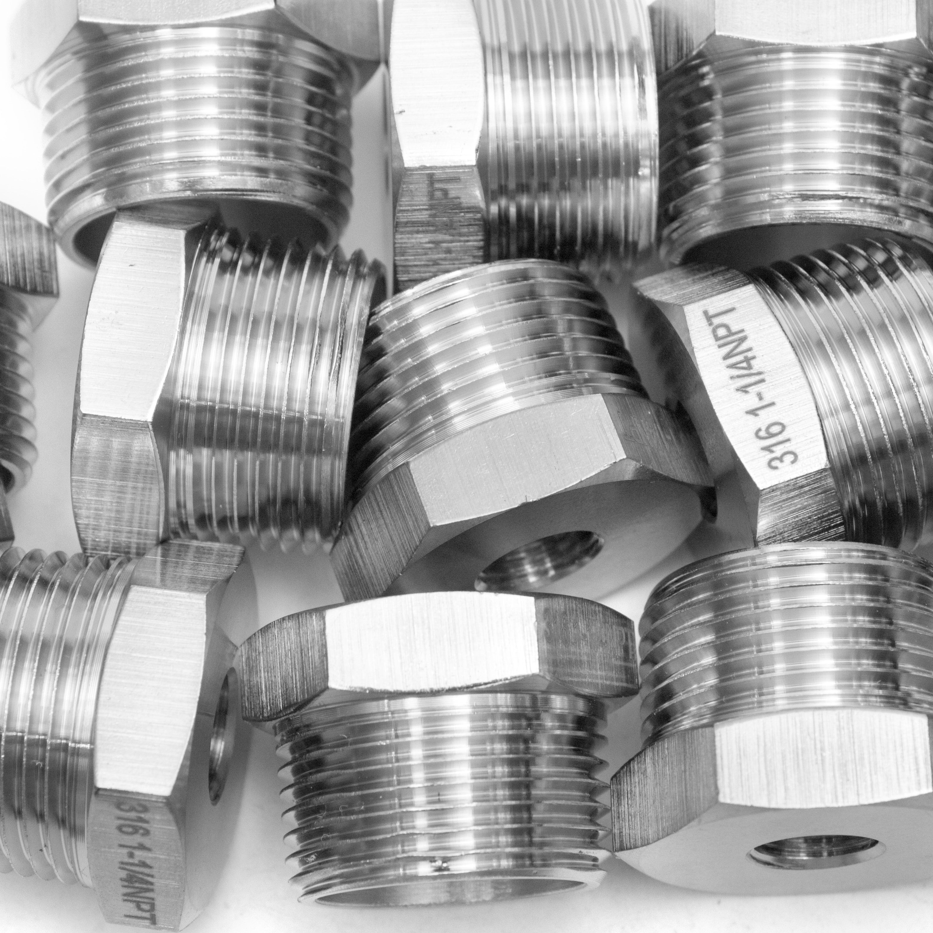LTWFITTING Bar Production Stainless Steel 316 Pipe Hex Bushing Reducer Fittings 1 Inch Male x 1/4 Inch Female NPT Fuel Water Boat (Pack of 100)
