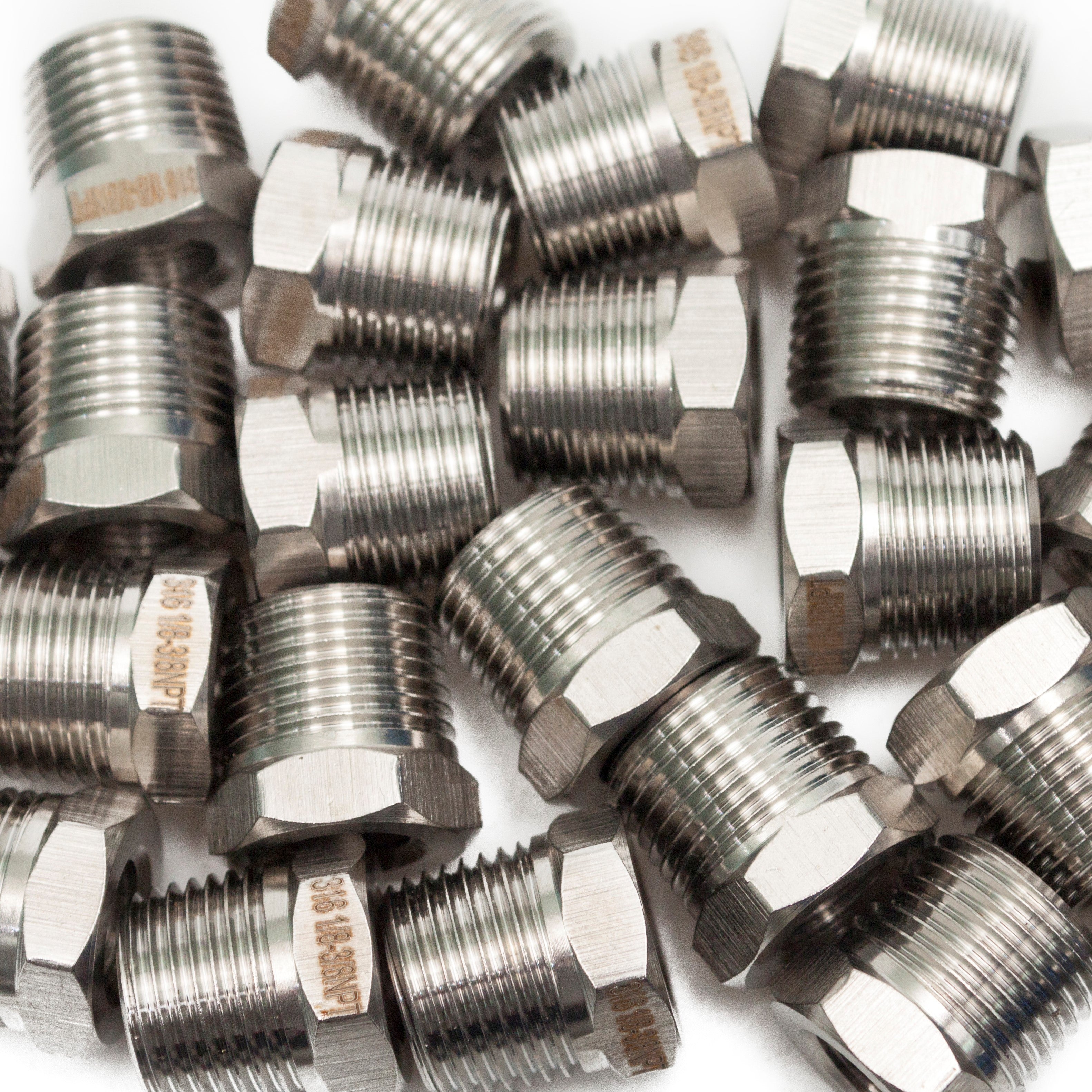 LTWFITTING Bar Production Stainless Steel 316 Pipe Hex Bushing Reducer Fittings 3/8 Inch Male x 1/8 Inch Female NPT Fuel Water Boat (Pack of 500)