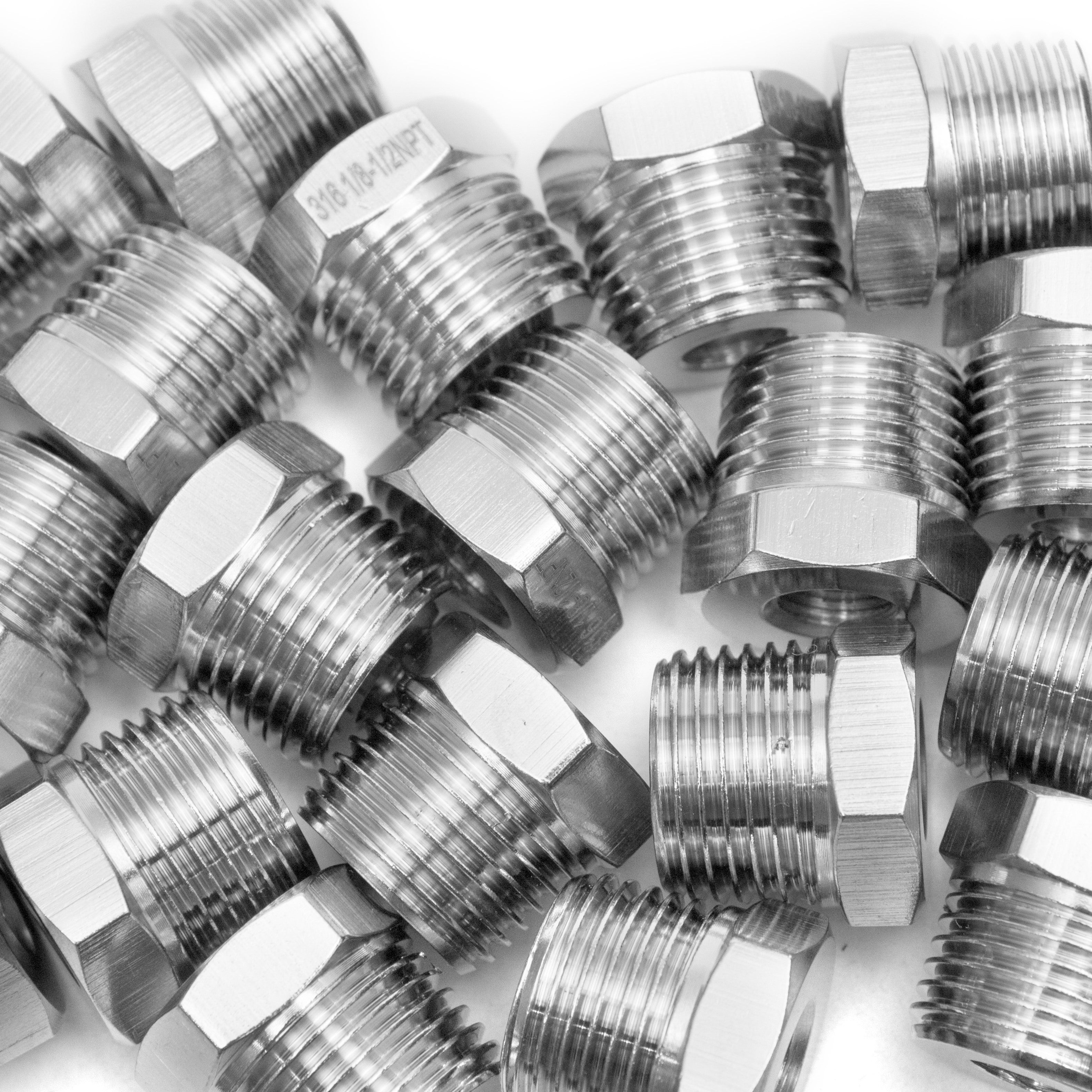 LTWFITTING Bar Production Stainless Steel 316 Pipe Hex Bushing Reducer Fittings 1/2 Inch Male x 1/8 Inch Female NPT Fuel Water Boat (Pack of 300)