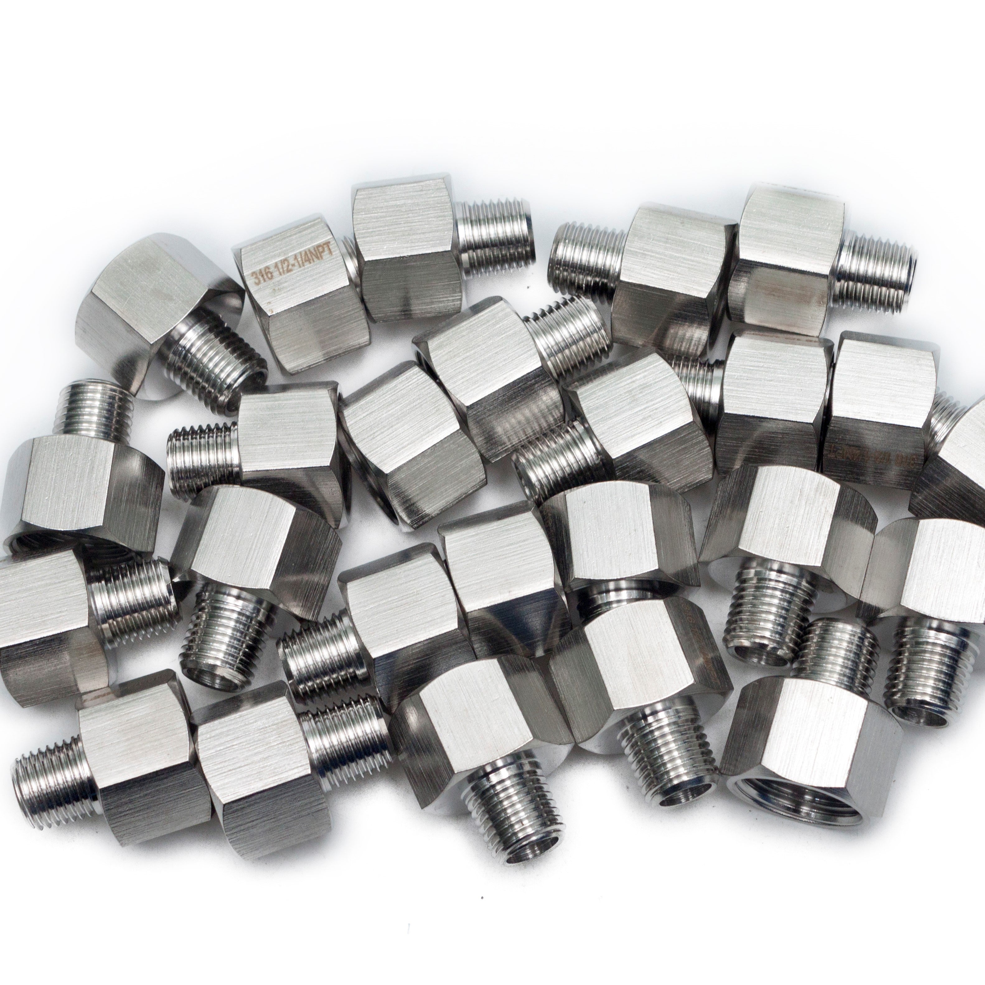 LTWFITTING Bar Production Stainless Steel 316 Pipe Fitting 1/2 Inch Female x 1/4 Inch Male NPT Adapter Air Fuel Water (Pack of 25)