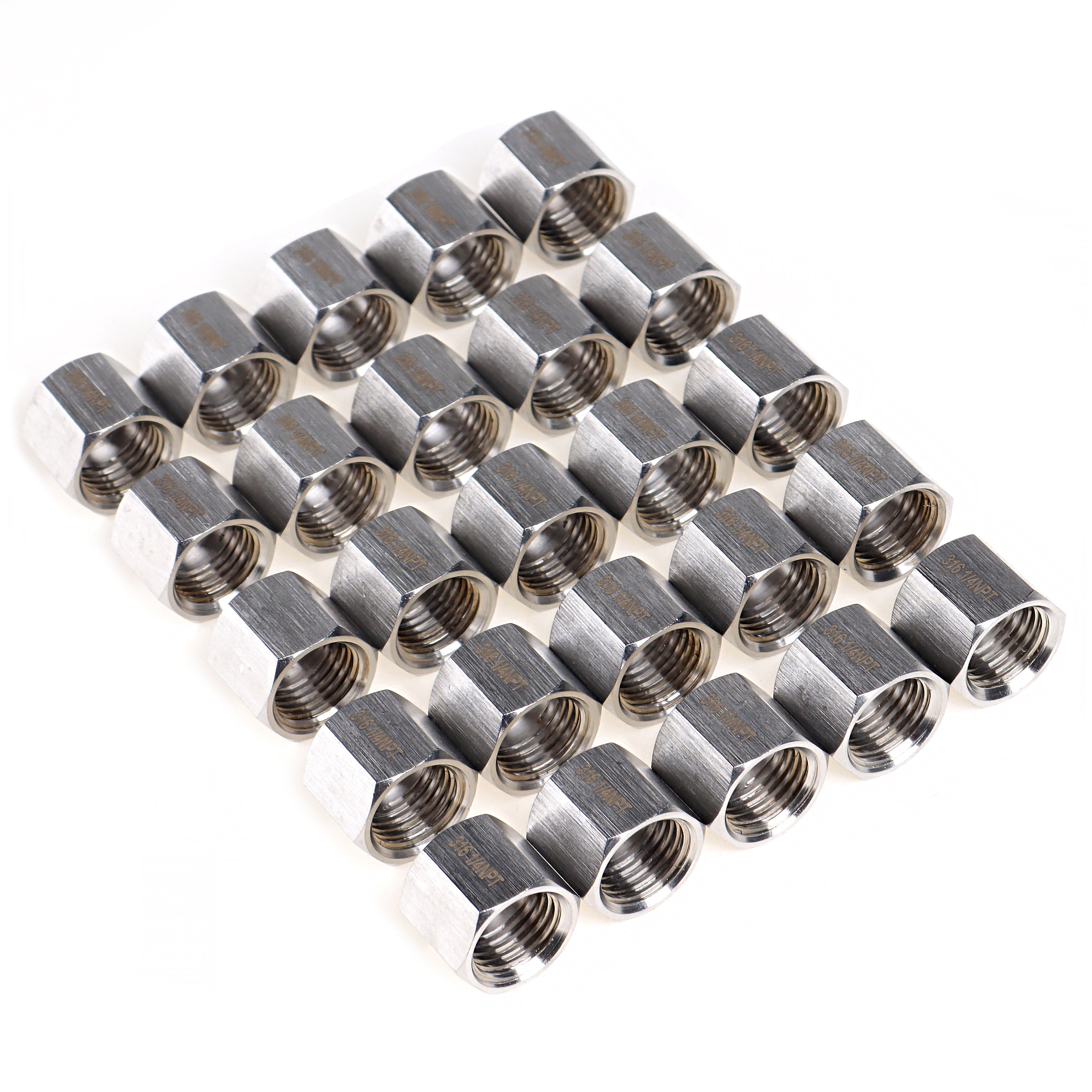 LTWFITTING Bar Production Stainless Steel 316 Pipe Cap Fittings 1/4-Inch NPT Fuel Boat (Pack of 25)