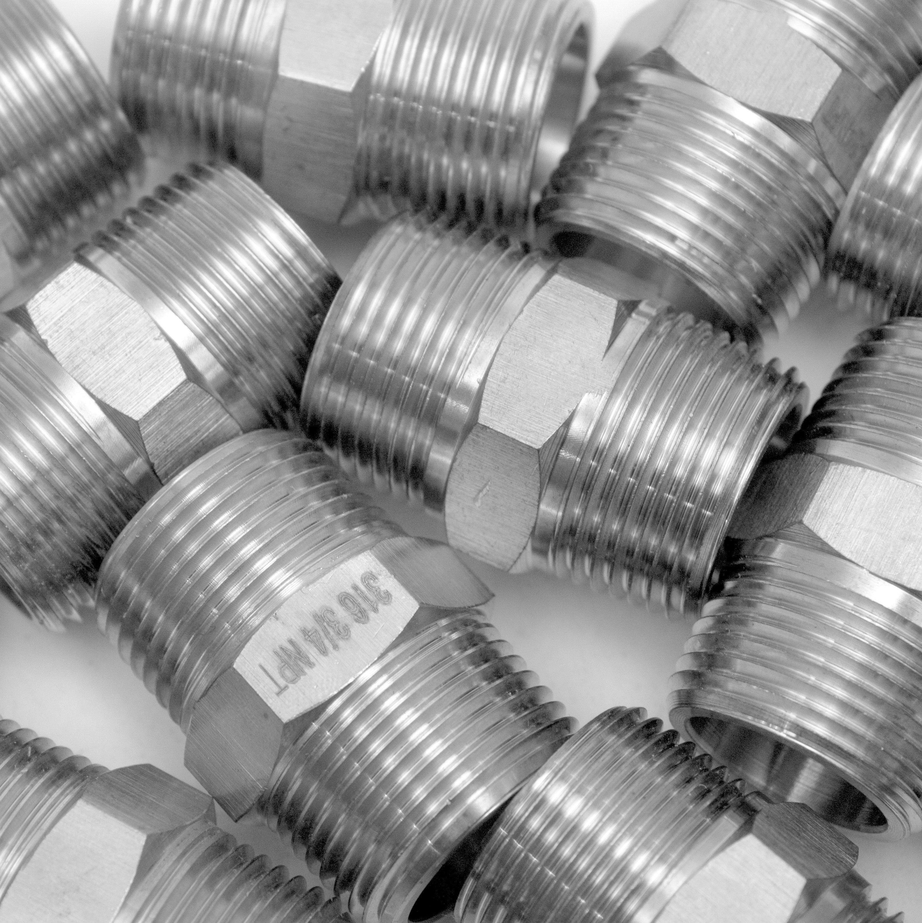 LTWFITTING Bar Production Stainless Steel 316 Pipe Hex Nipple Fitting 3/4 Inch Male NPT Water Boat (Pack of 100)