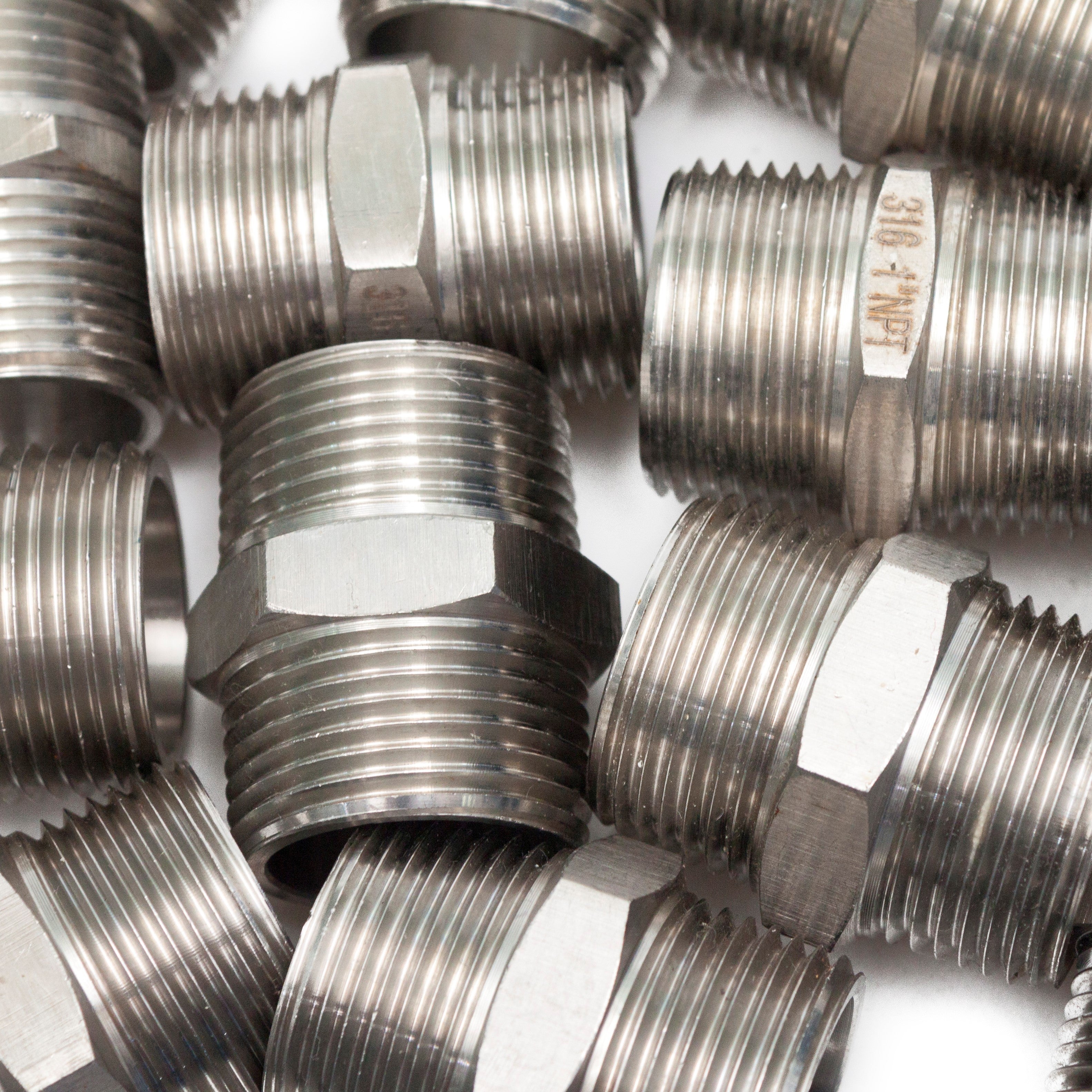 LTWFITTING Bar Production Stainless Steel 316 Pipe Hex Nipple Fitting 1 Inch Male NPT Water Boat (Pack of 100)