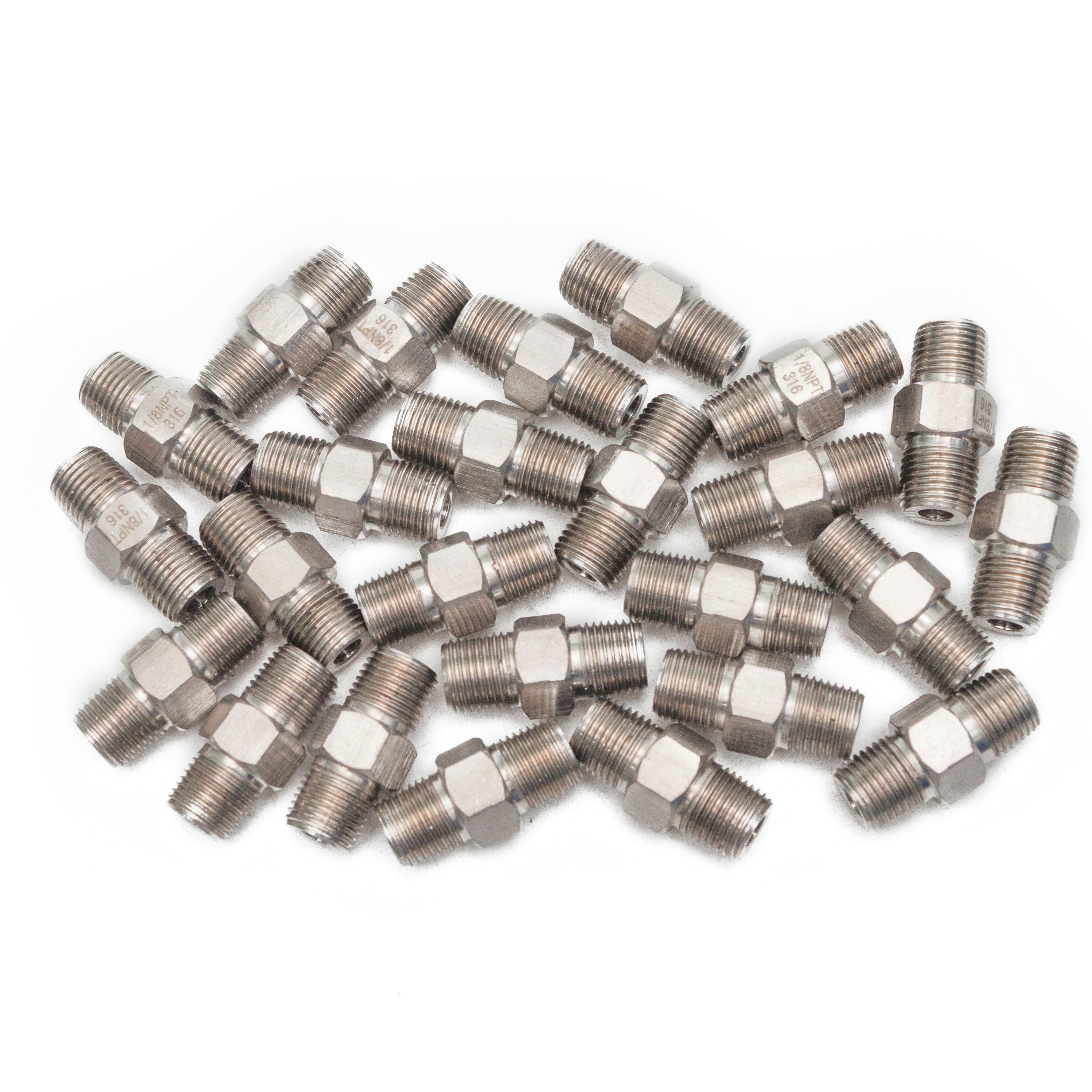 LTWFITTING Class 3000 Stainless Steel 316 Pipe Hex Nipple Fitting 1/8 Inch Male NPT Air Fuel Water (Pack of 25)