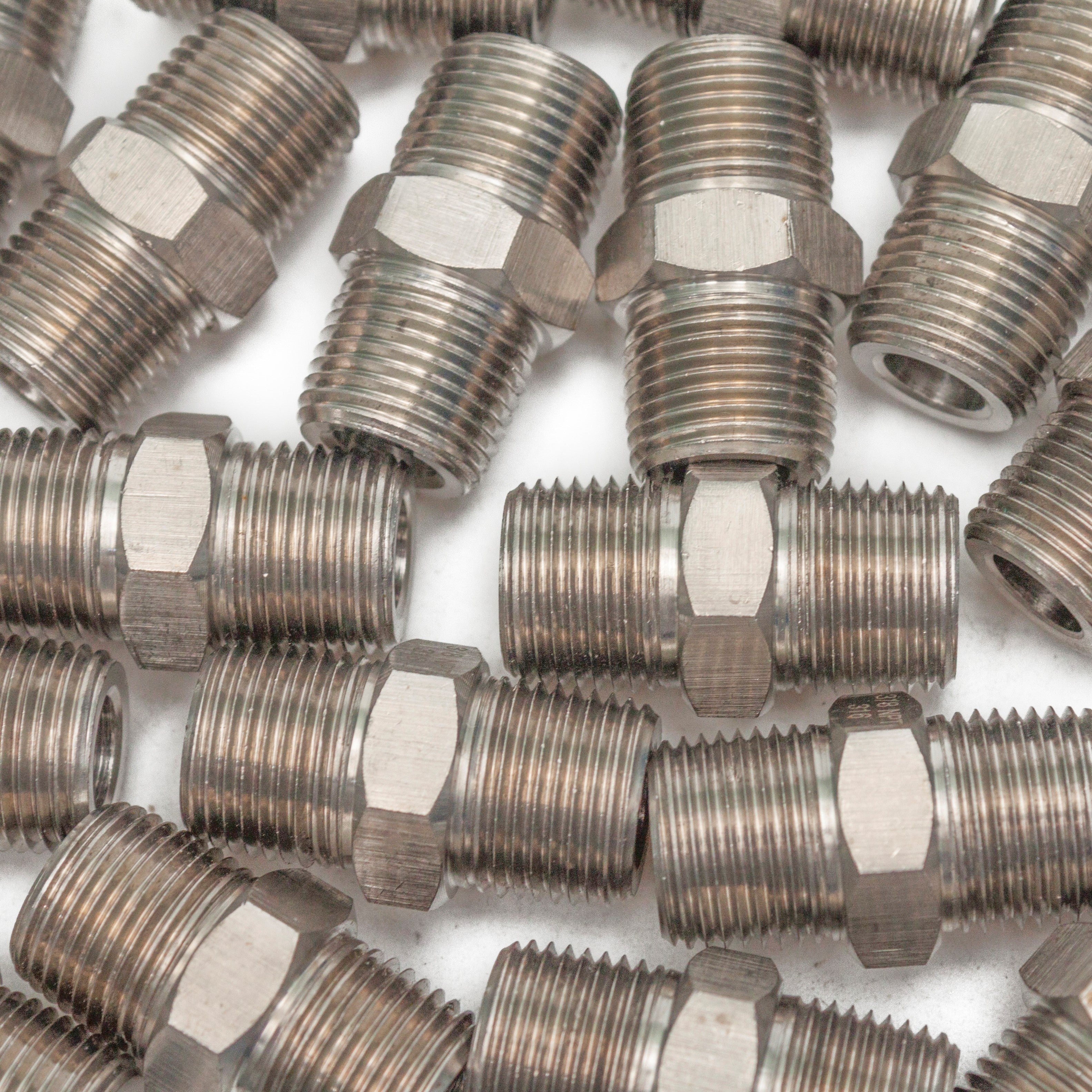 LTWFITTING Class 3000 Stainless Steel 316 Pipe Hex Nipple Fitting 3/8 Inch Male NPT Air Fuel Water (Pack of 200)