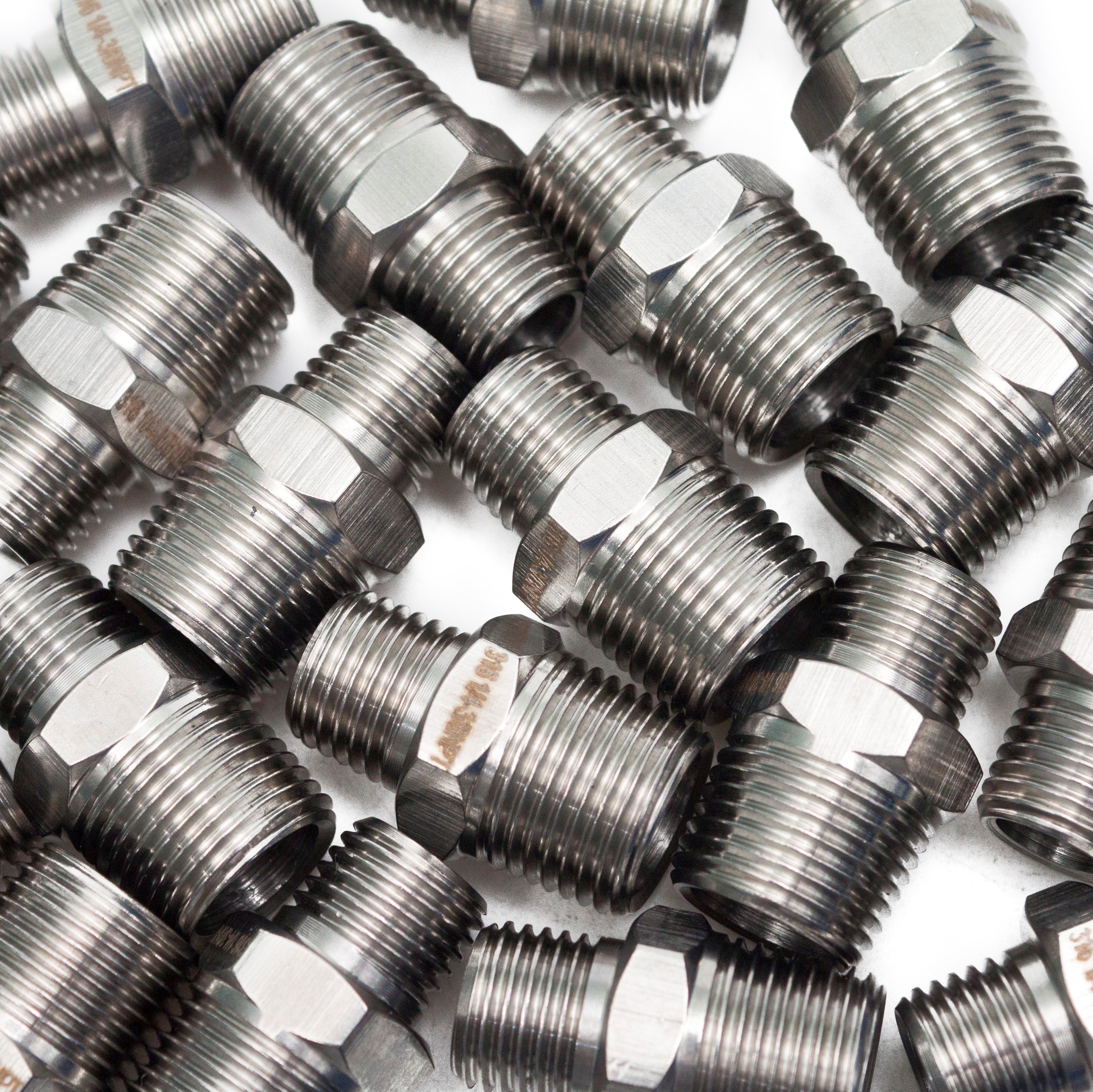 LTWFITTING Bar Production Stainless Steel 316 Pipe Hex Reducing Nipple Fitting 3/8 Inch x 1/4 Inch Male NPT Water Boat (Pack of 500)