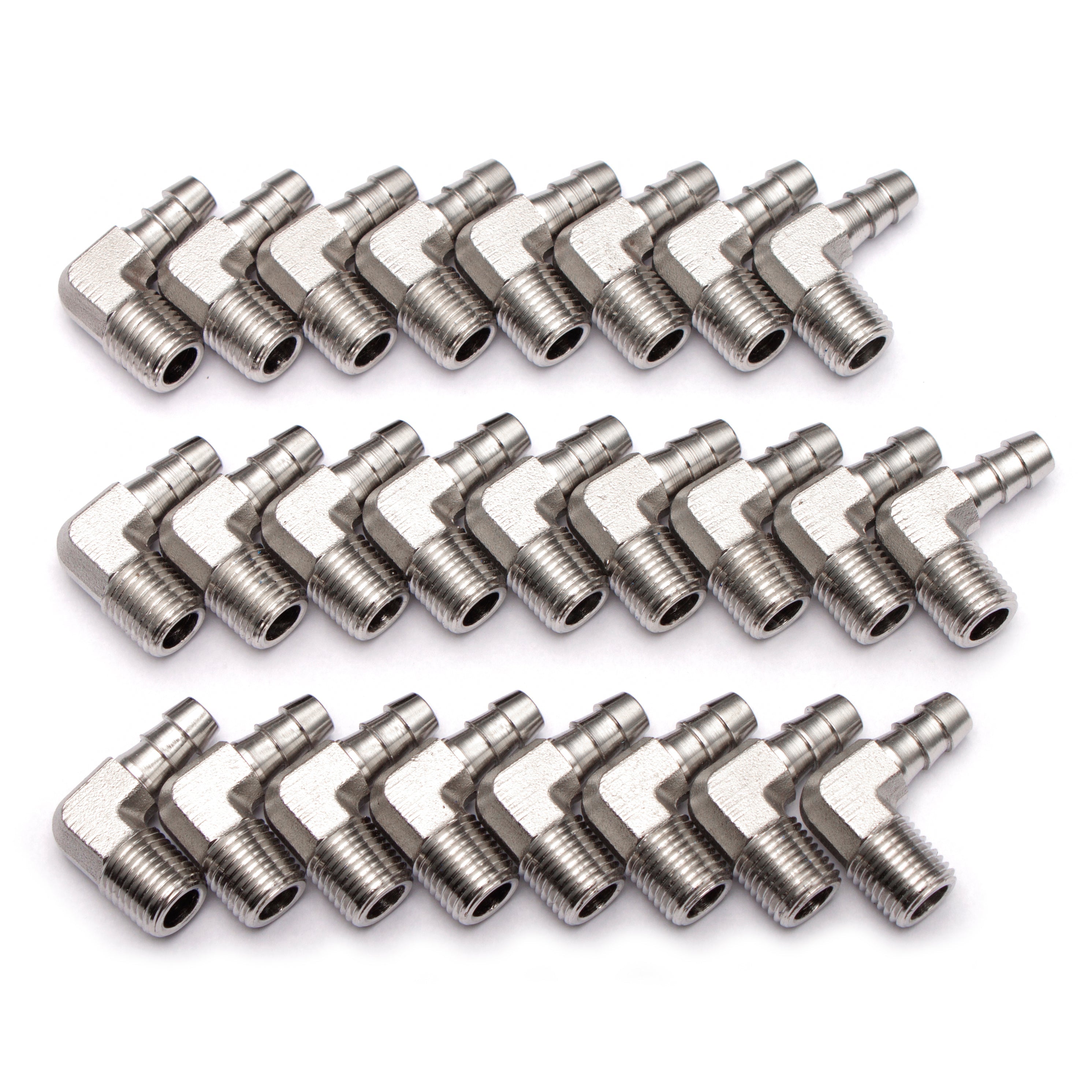 LTWFITTING 90 Degree Elbow Stainless Steel 316 Barb Fitting 5/16 Inch ID Hose x 1/4 Inch Male NPT Air Gas (Pack of 25)