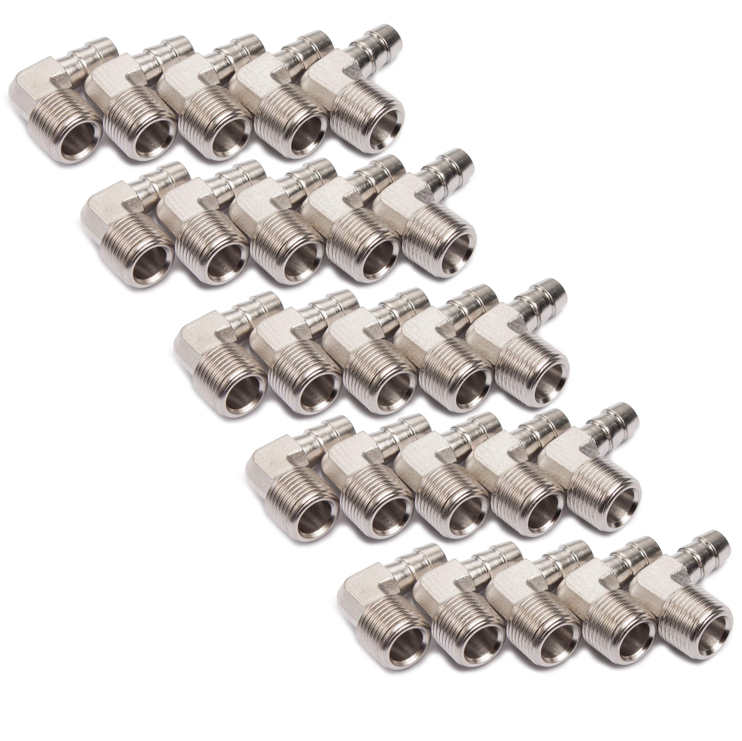 LTWFITTING 90 Degree Elbow Stainless Steel 316 Barb Fitting 3/8 Inch ID Hose x 3/8 Inch Male NPT Air Gas (Pack of 25)