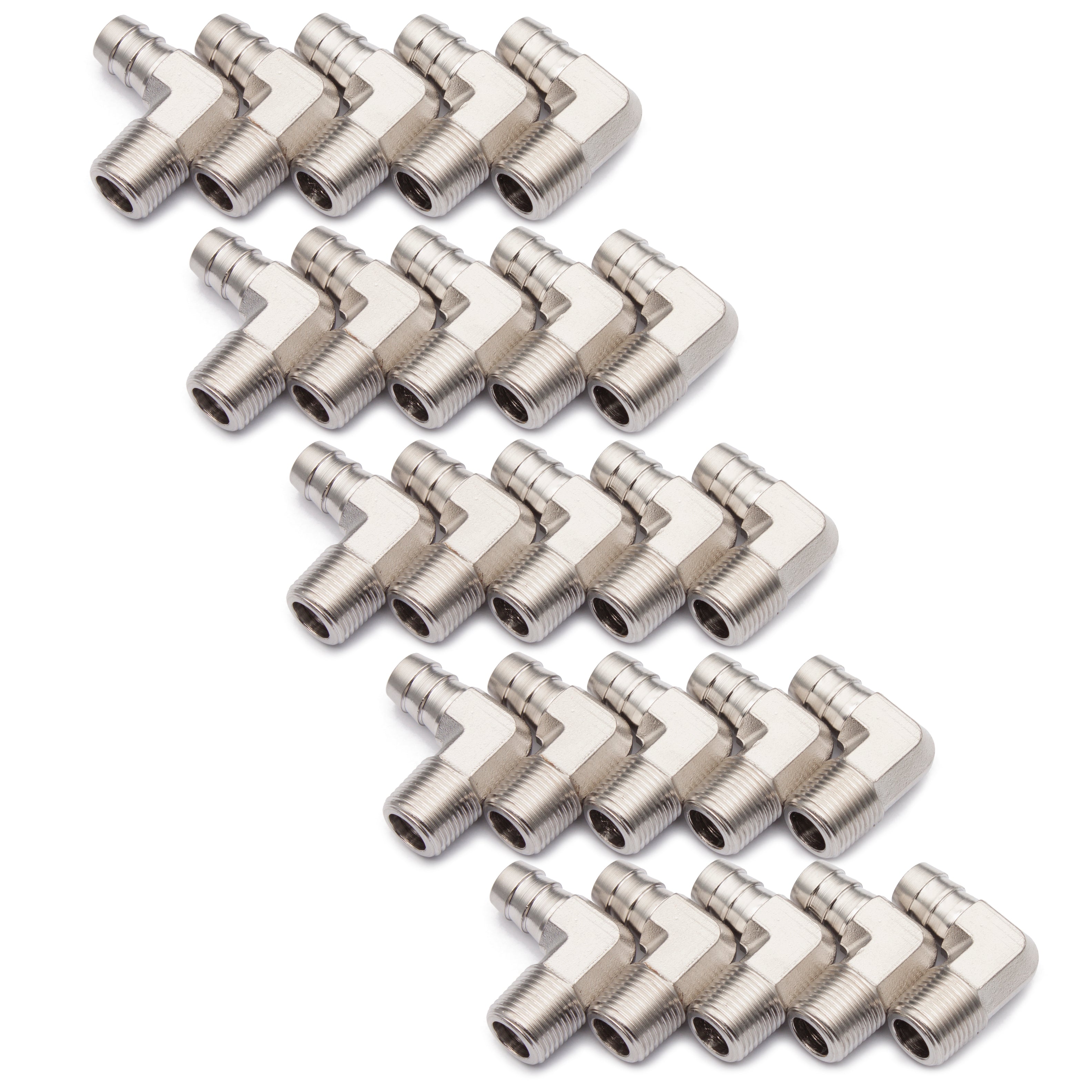 LTWFITTING 90 Degree Elbow Stainless Steel 316 Barb Fitting 1/2 Inch ID Hose x 3/8 Inch Male NPT Air Gas (Pack of 25)