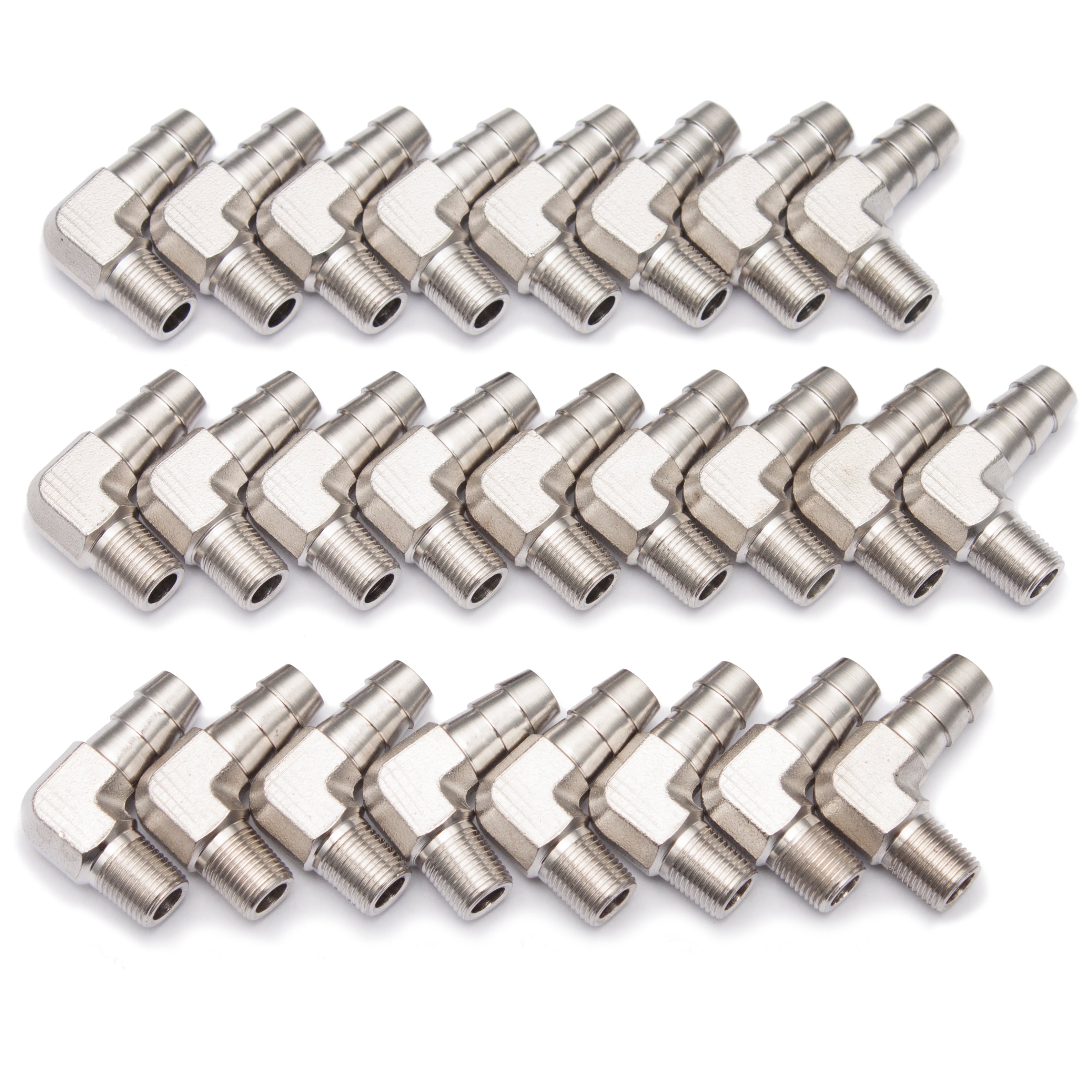 LTWFITTING 90 Degree Elbow Stainless Steel 316 Barb Fitting 3/8 Inch ID Hose x 1/8 Inch Male NPT Air Gas (Pack of 25)