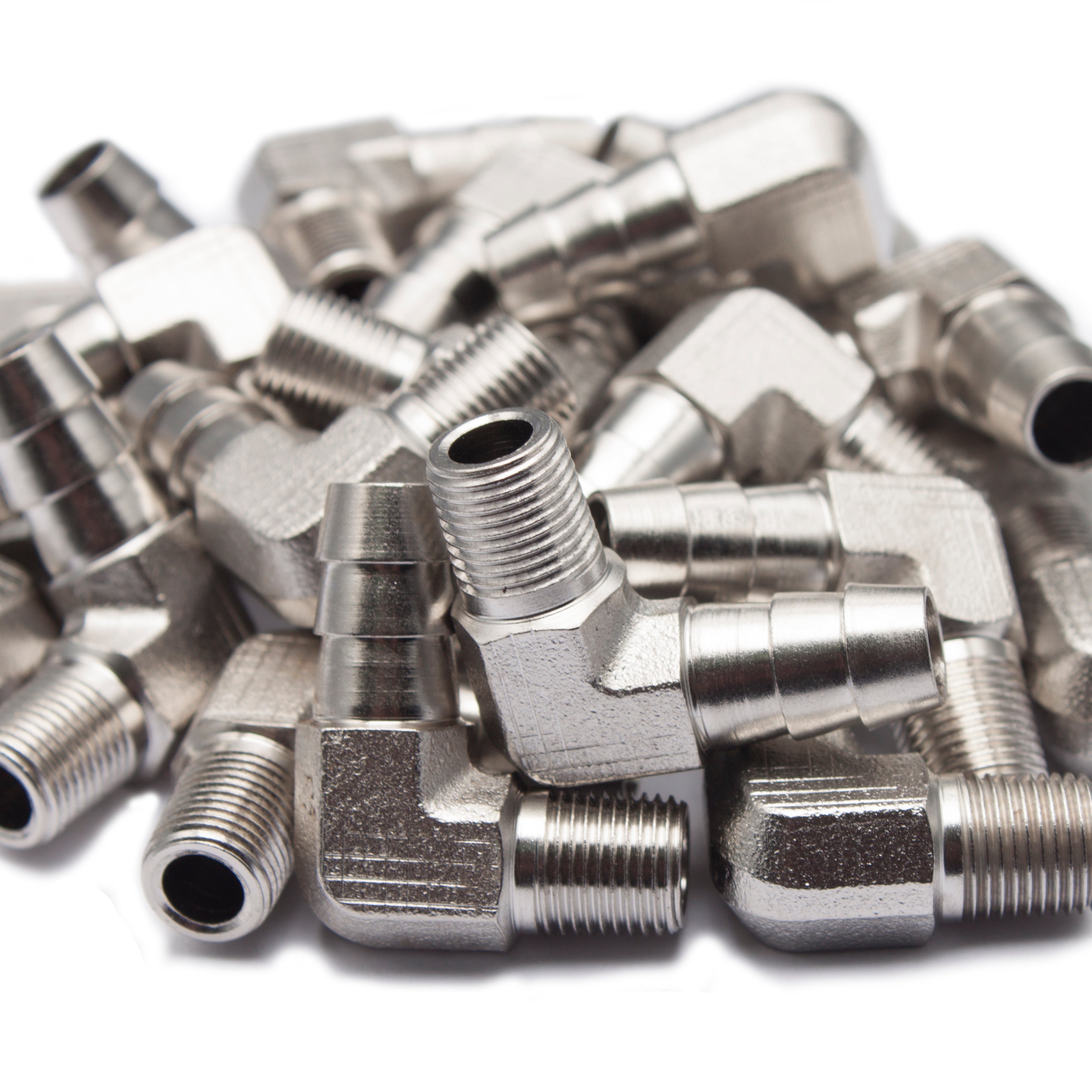 LTWFITTING 90 Degree Elbow Stainless Steel 316 Barb Fitting 3/8 Inch ID Hose x 1/8 Inch Male NPT Air Gas (Pack of 500)