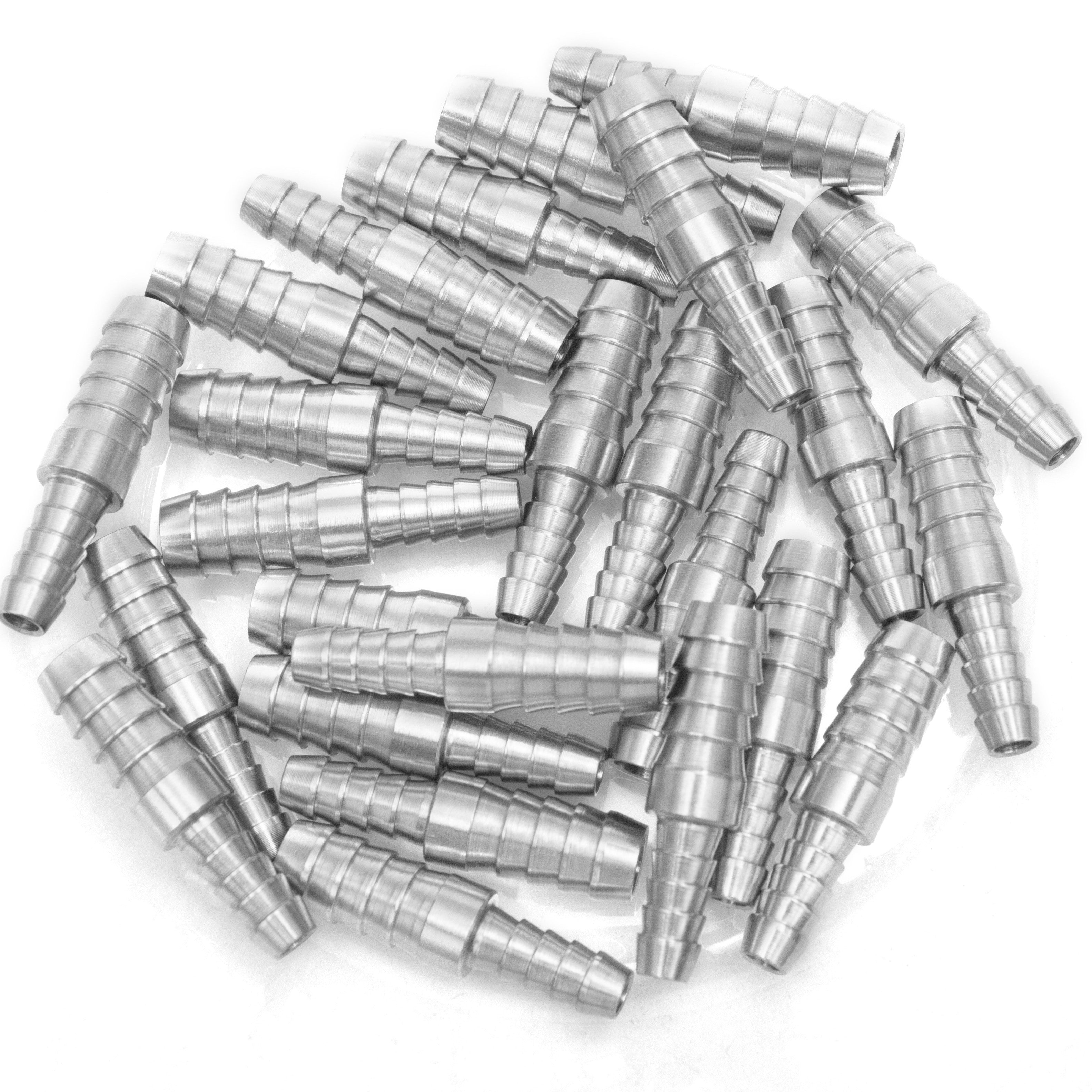 LTWFITTING Bar Production Stainless Steel 316 Barb Splicer Mender 3/8 Inch Hose ID x 1/4 Inch Hose ID Fitting Air Water Fuel Boat (Pack of 25)