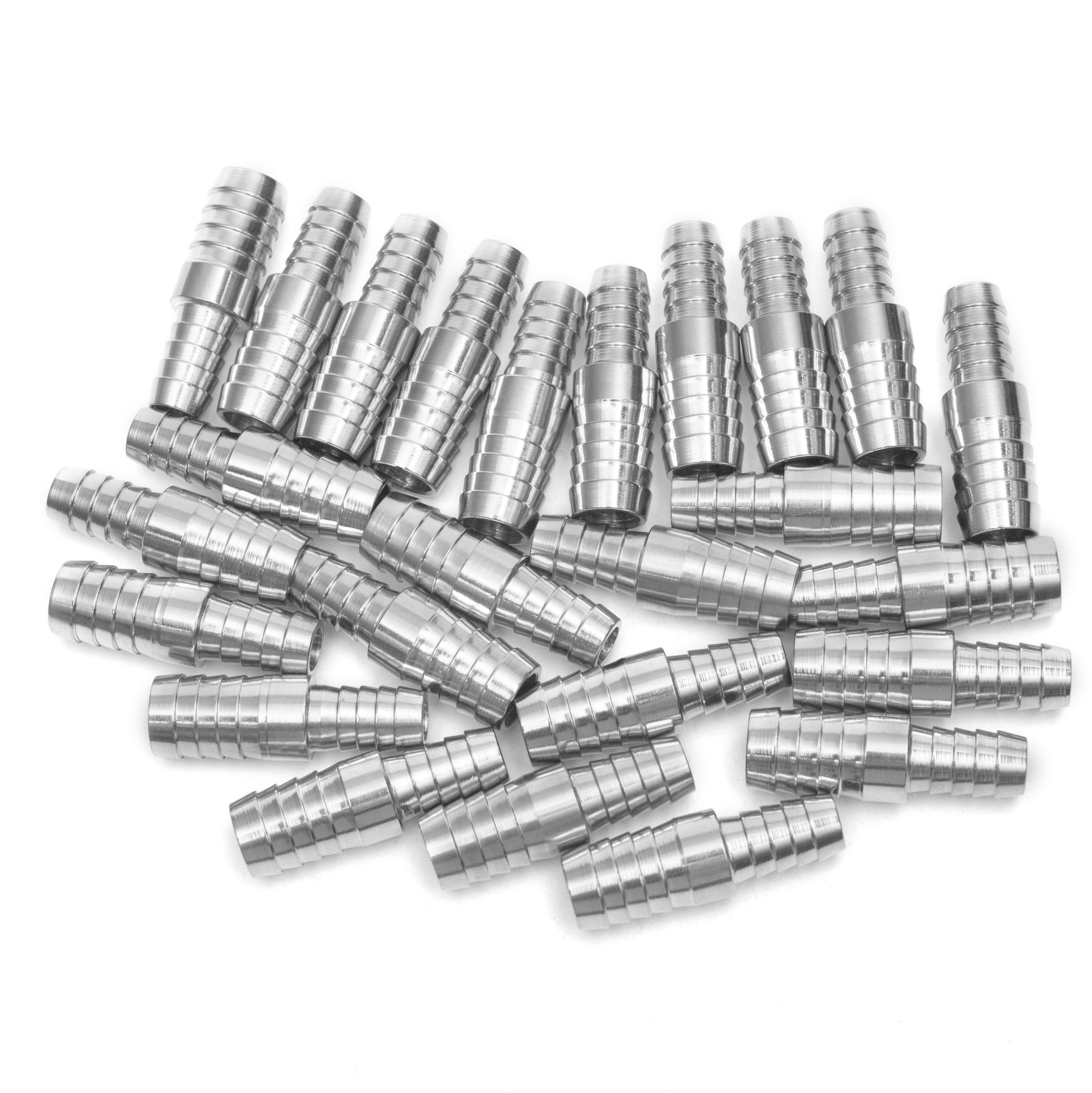 LTWFITTING Bar Production Stainless Steel 316 Barb Splicer Mender 1/2 Inch Hose ID x 3/8 Inch Hose ID Fitting Air Water Fuel Boat (Pack of 25)