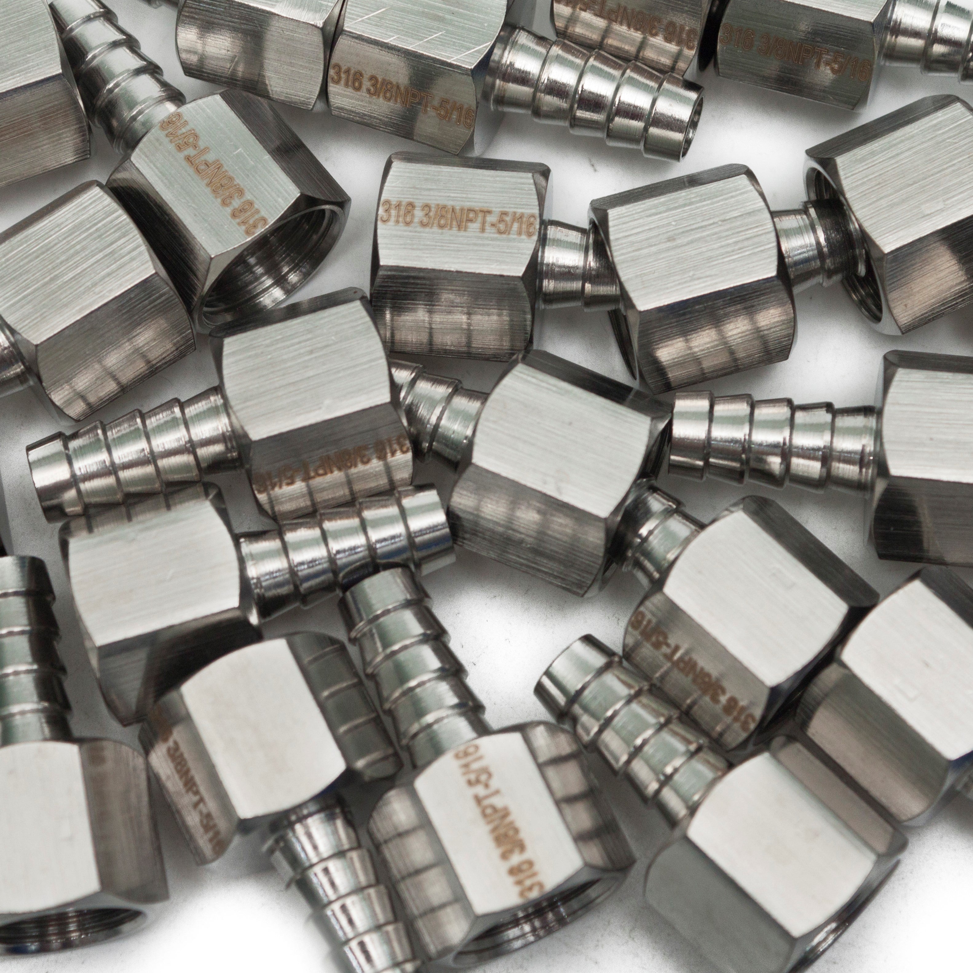 LTWFITTING Bar Production Stainless Steel 316 Barb Fitting Coupler 5/16 Inch Hose ID x 3/8 Inch Female NPT Air Fuel Water (Pack of 500)