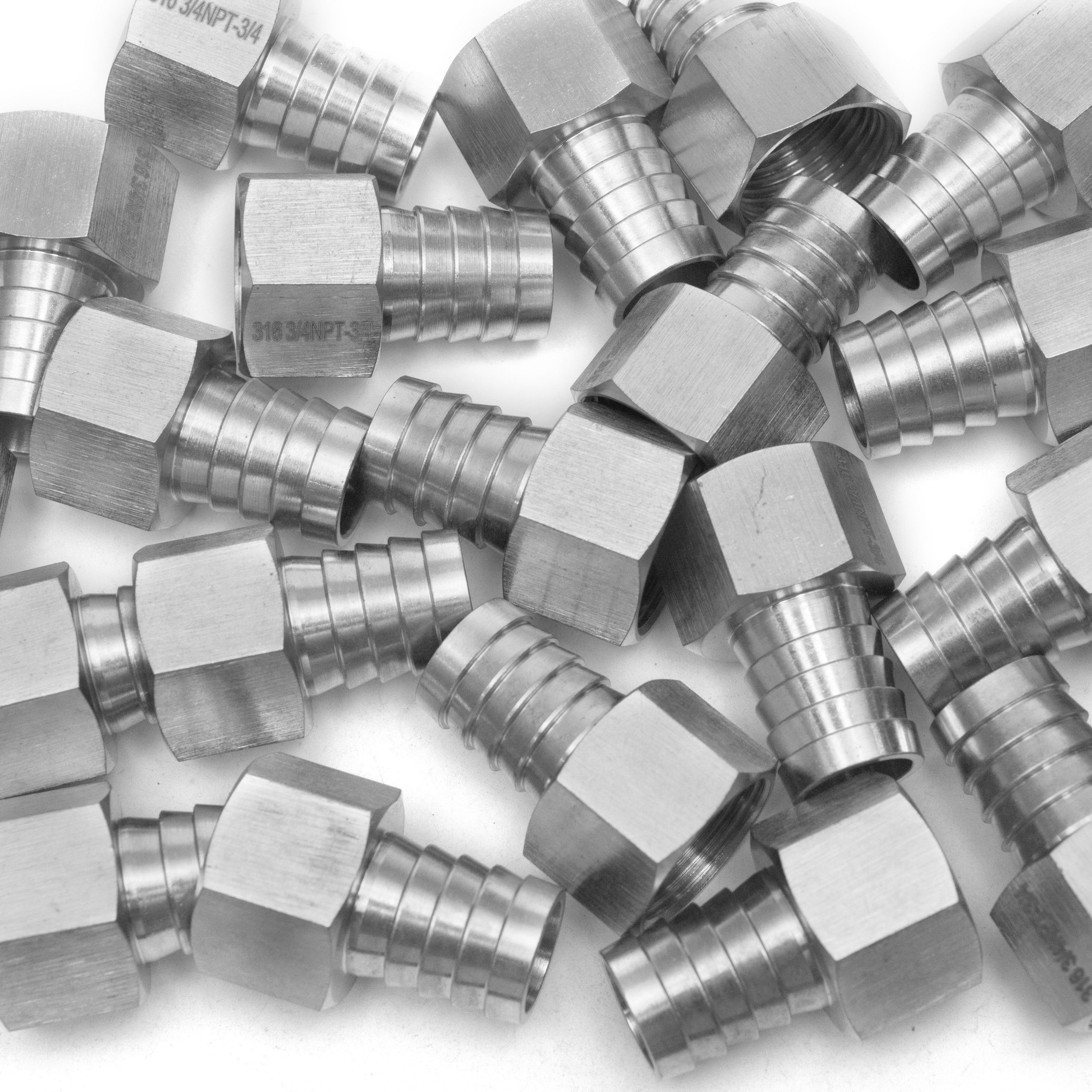 LTWFITTING Bar Production Stainless Steel 316 Barb Fitting Coupler 3/4 Inch Hose ID x 3/4 Inch Female NPT Air Fuel Water (Pack of 200)