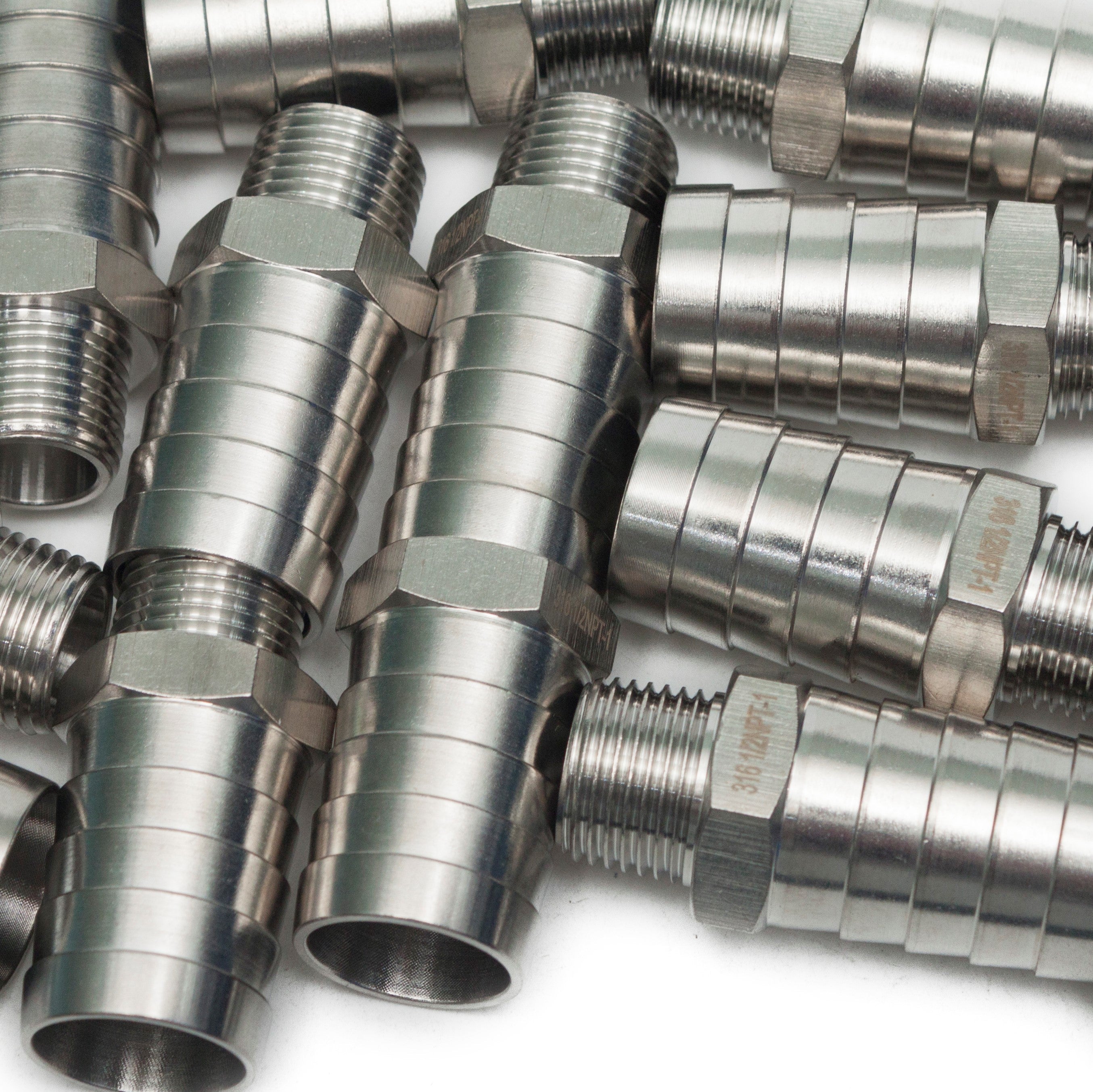 LTWFITTING Bar Production Stainless Steel 316 Barb Fitting Coupler/Connector 1 Inch Hose ID x 1/2 Inch Male NPT Air Fuel Water (Pack of 200)