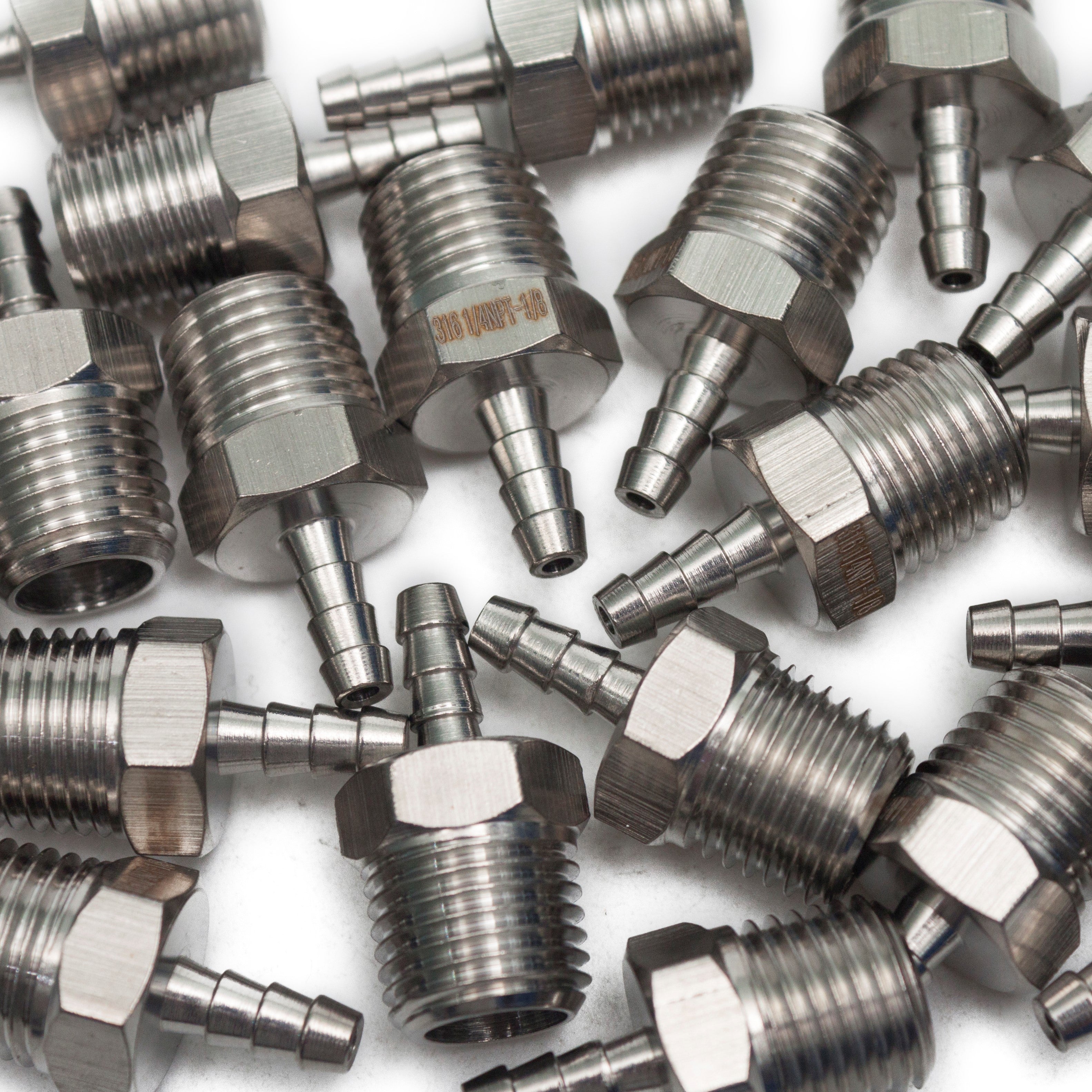 LTWFITTING Bar Production Stainless Steel 316 Barb Fitting Coupler/Connector 1/8 Inch Hose ID x 1/4 Inch Male NPT Air Fuel Water (Pack of 900)