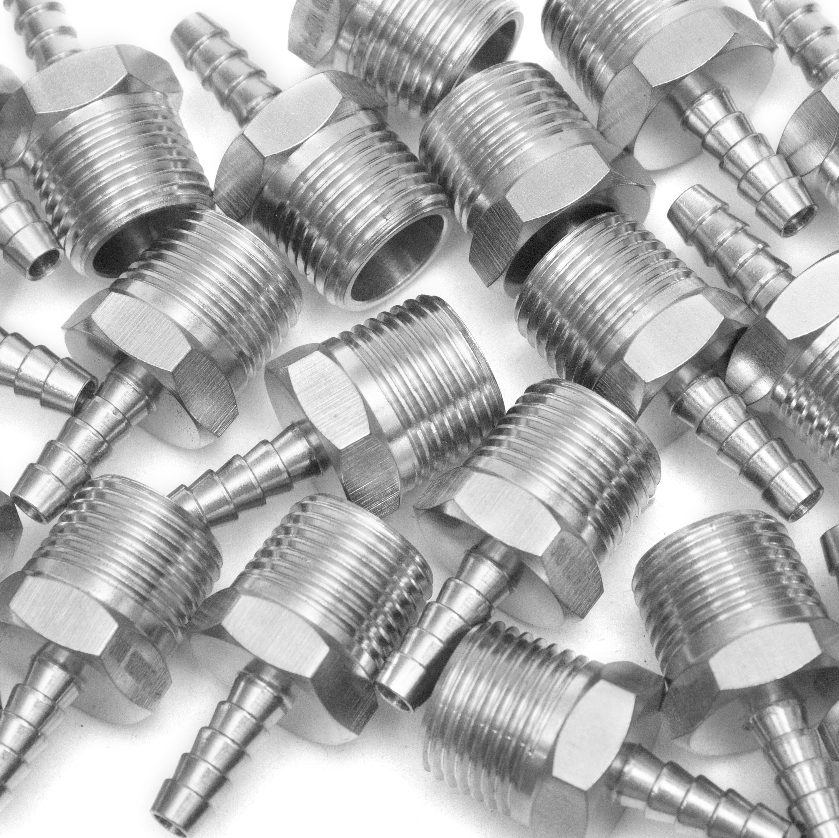 LTWFITTING Bar Production Stainless Steel 316 Barb Fitting Coupler/Connector 1/4 Inch Hose ID x 1/2 Inch Male NPT Air Fuel Water (Pack of 300)