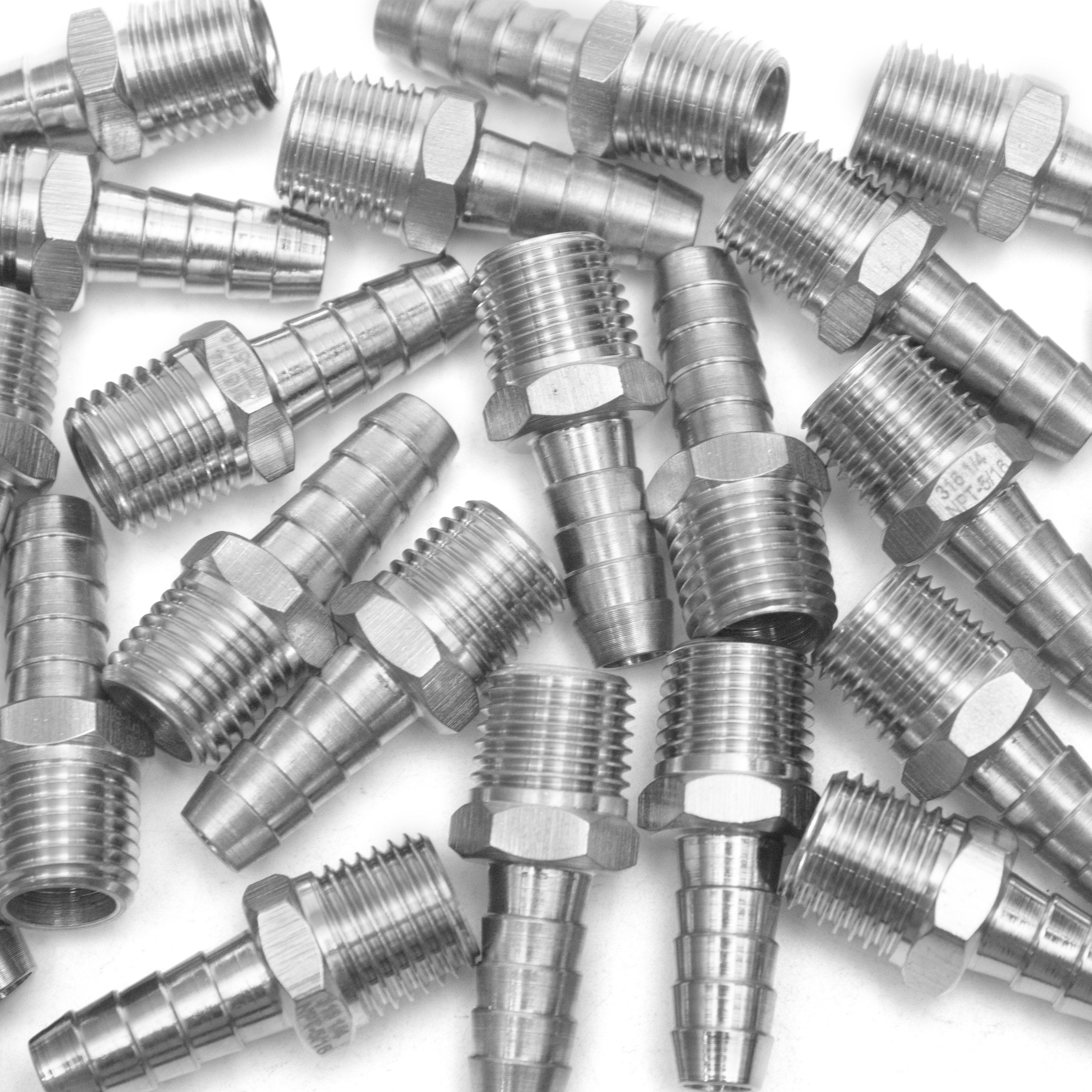 LTWFITTING Bar Production Stainless Steel 316 Barb Fitting Coupler/Connector 5/16 Inch Hose ID x 1/4 Inch Male NPT Air Fuel Water (Pack of 700)