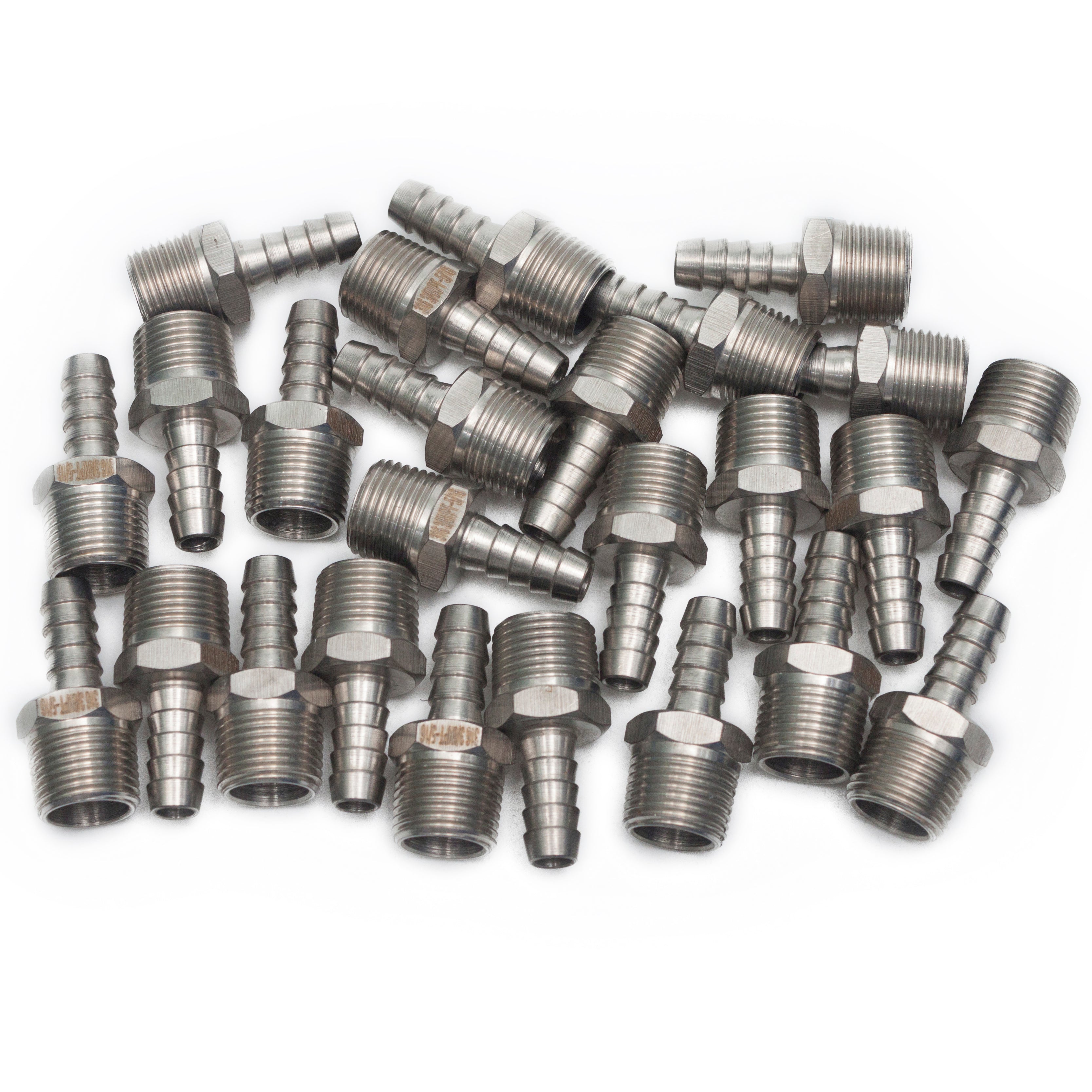 LTWFITTING Bar Production Stainless Steel 316 Barb Fitting Coupler/Connector 5/16 Inch Hose ID x 3/8 Inch Male NPT Air Fuel Water (Pack of 25)