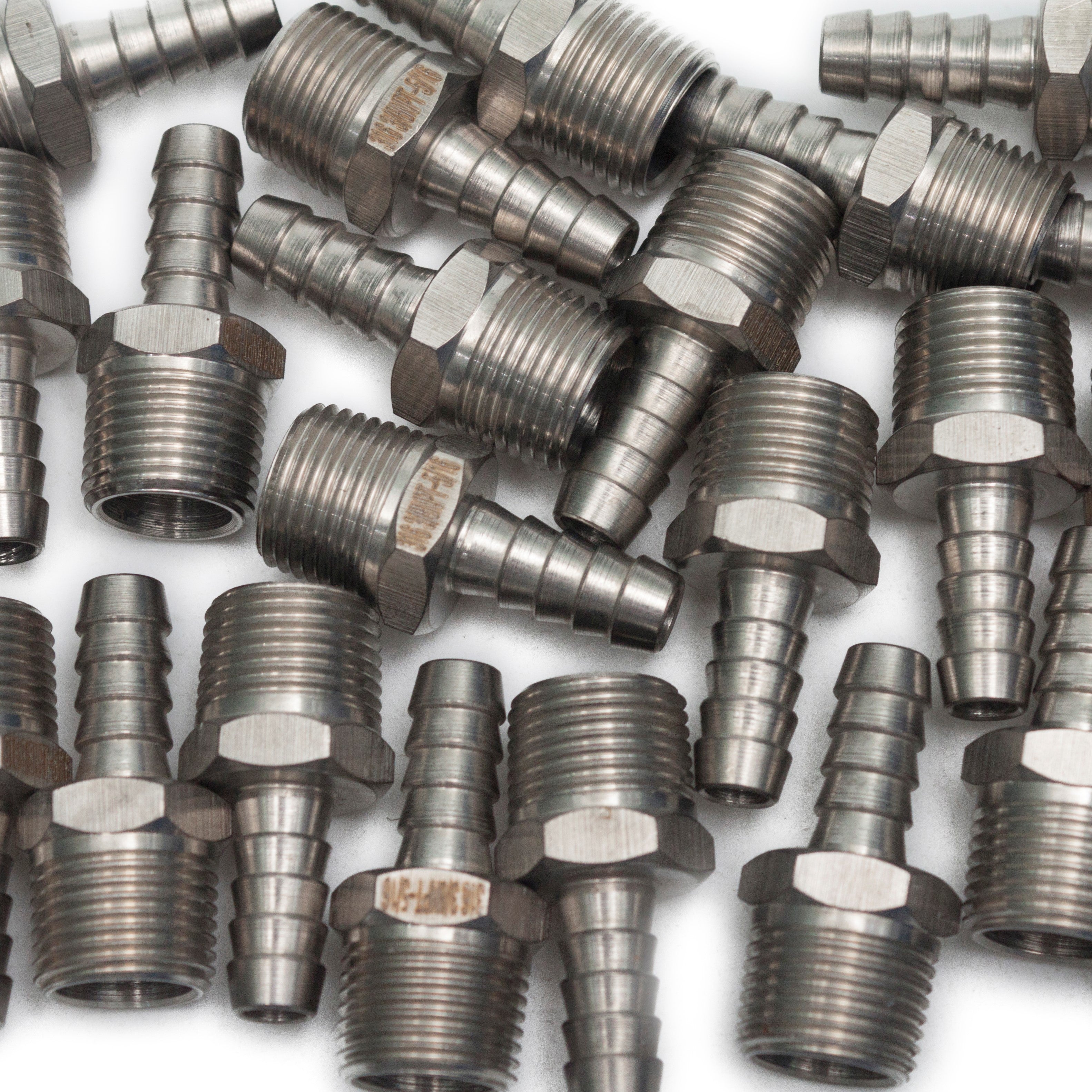 LTWFITTING Bar Production Stainless Steel 316 Barb Fitting Coupler/Connector 5/16 Inch Hose ID x 3/8 Inch Male NPT Air Fuel Water (Pack of 500)