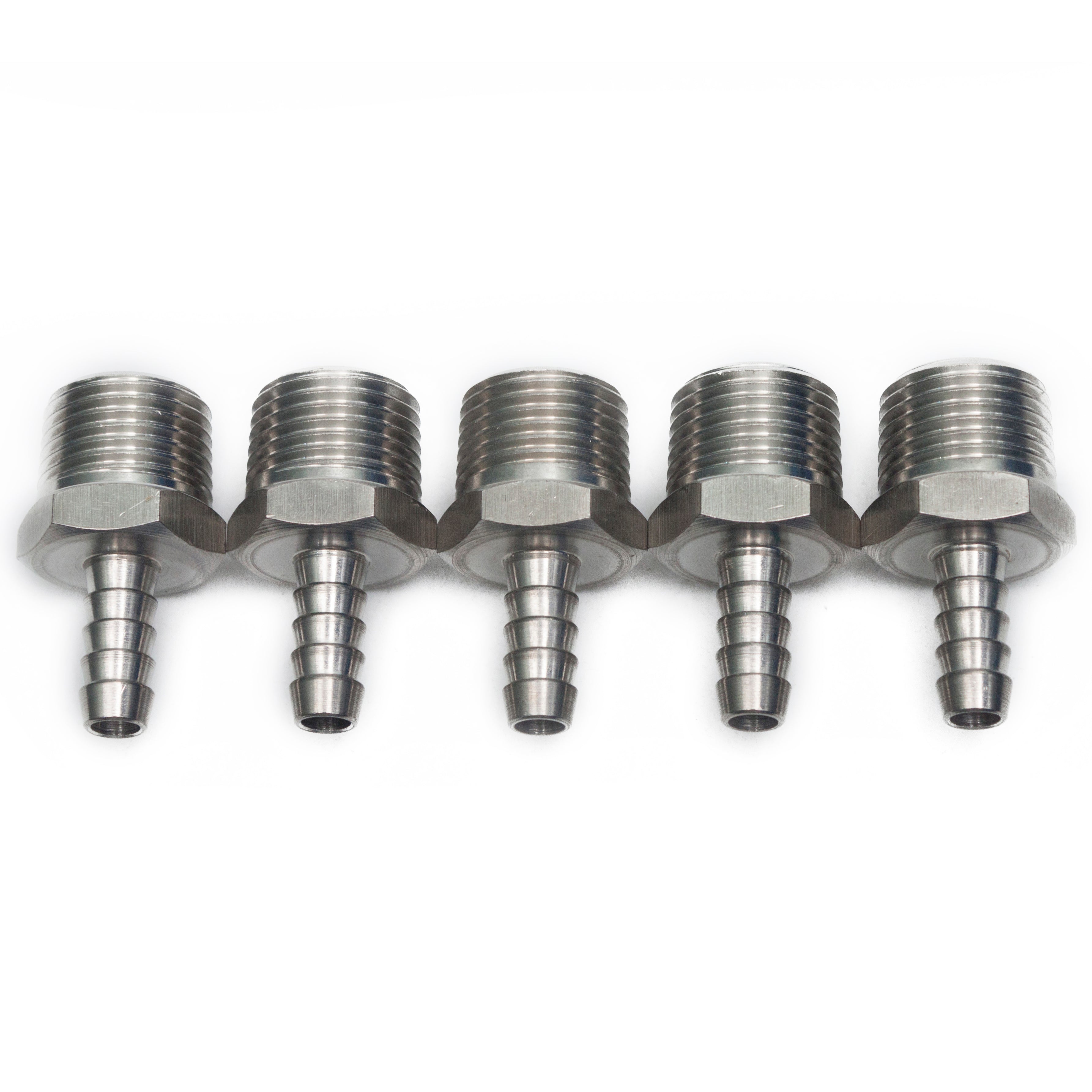 LTWFITTING Bar Production Stainless Steel 316 Barb Fitting Coupler/Connector 5/16 Inch Hose ID x 1/2 Inch Male NPT Air Fuel Water (Pack of 5)