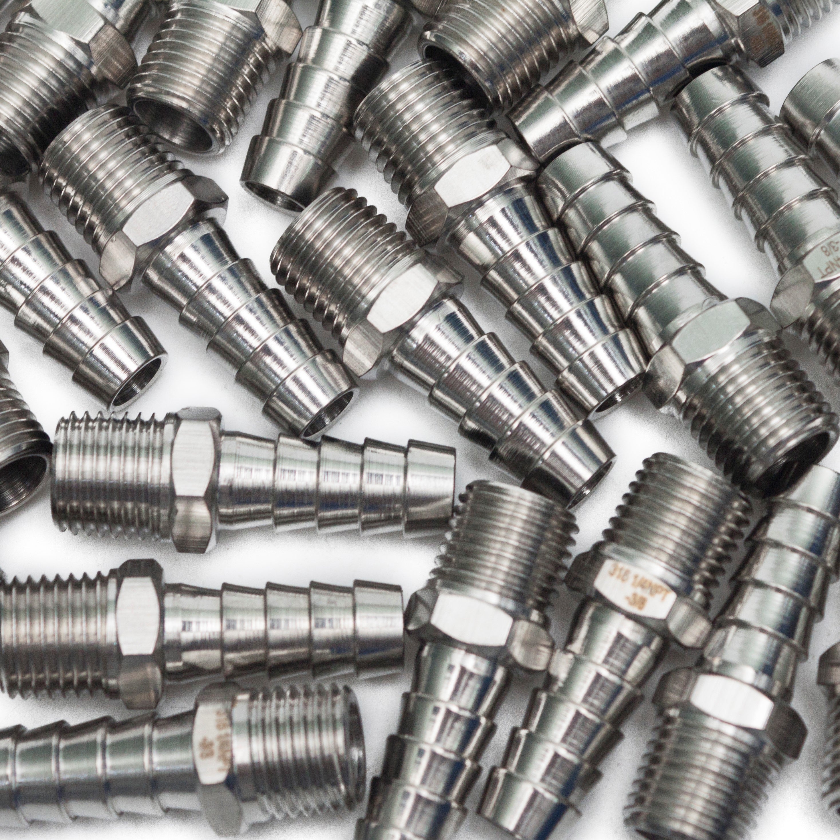 LTWFITTING Bar PrLTWFITTINGoduction Stainless Steel 316 Barb Fitting Coupler/Connector 3/8 Inch Hose ID x 1/4 Inch Male NPT Air Fuel Water (Pack of 700)