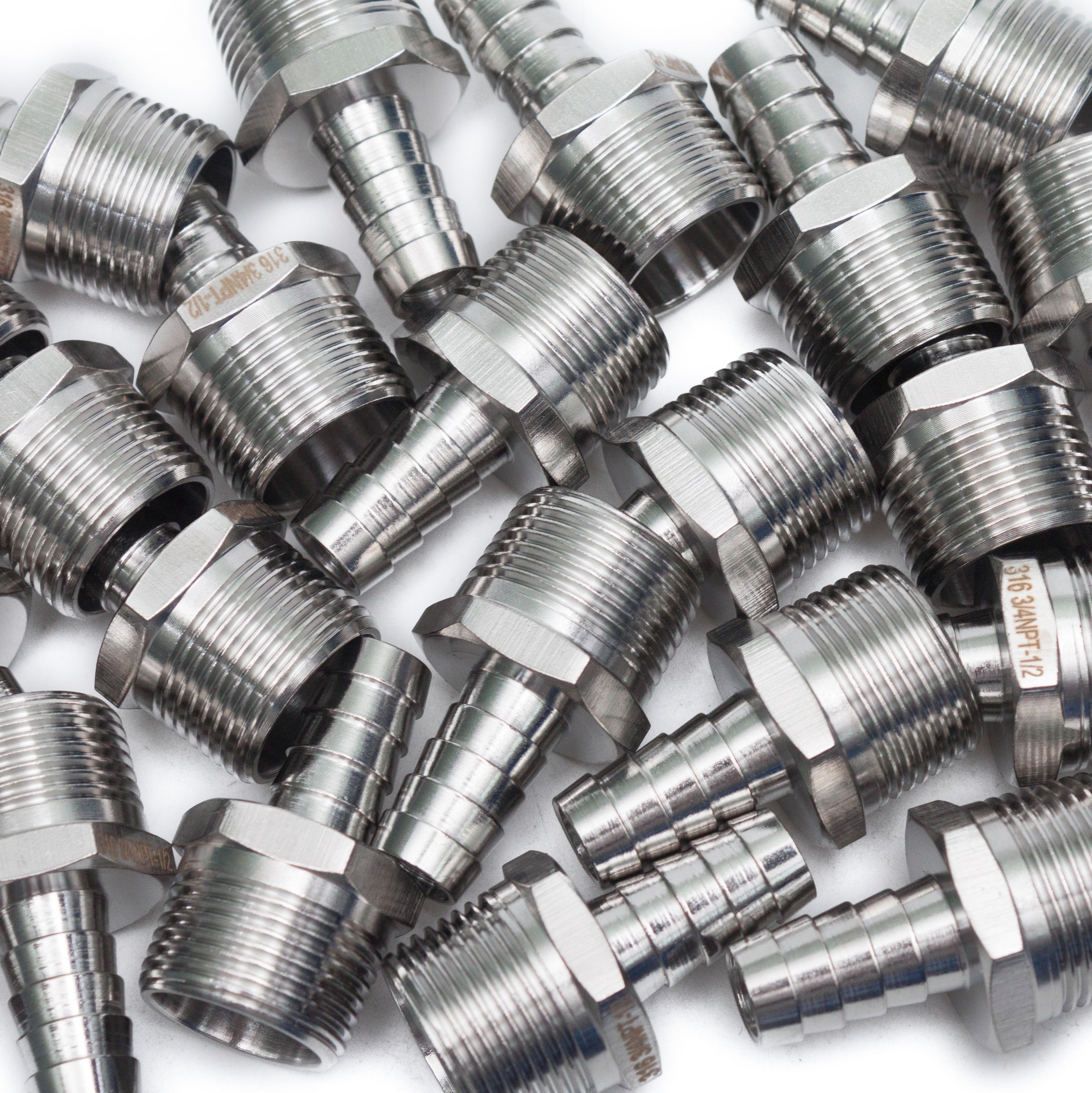 LTWFITTING Bar Production Stainless Steel 316 Barb Fitting Coupler/Connector 1/2 Inch Hose ID x 3/4 Inch Male NPT Air Fuel Water (Pack of 200)