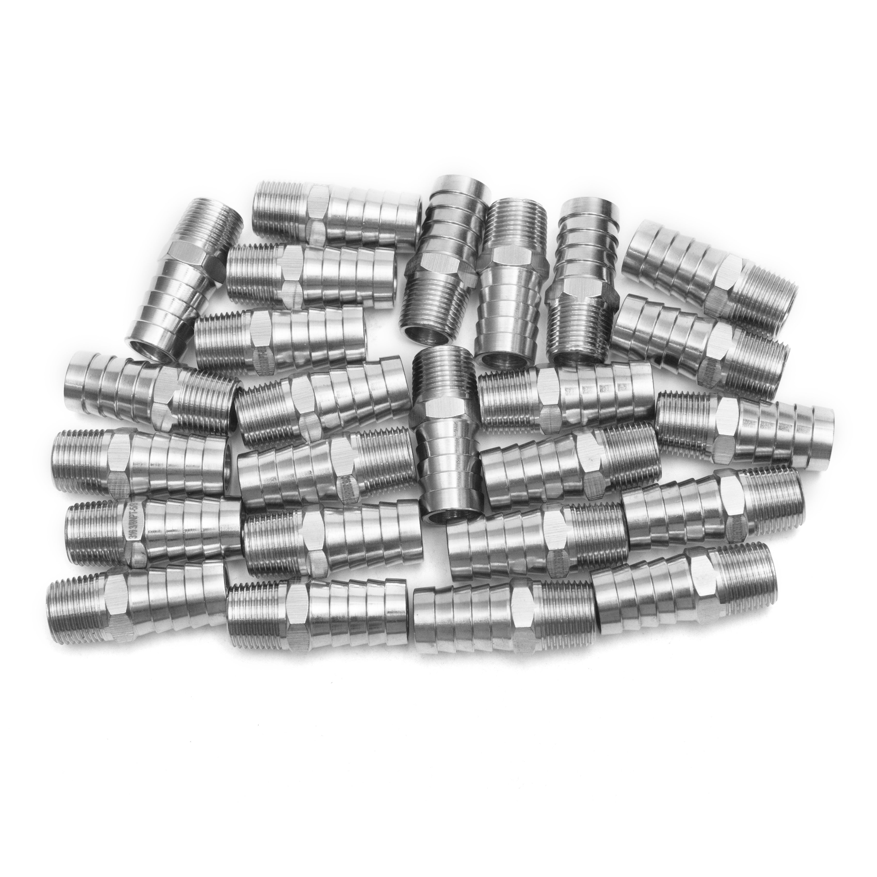 LTWFITTING Bar Production Stainless Steel 316 Barb Fitting Coupler/Connector 5/8 Inch Hose ID x 3/8 Inch Male NPT Air Fuel Water (Pack of 25)