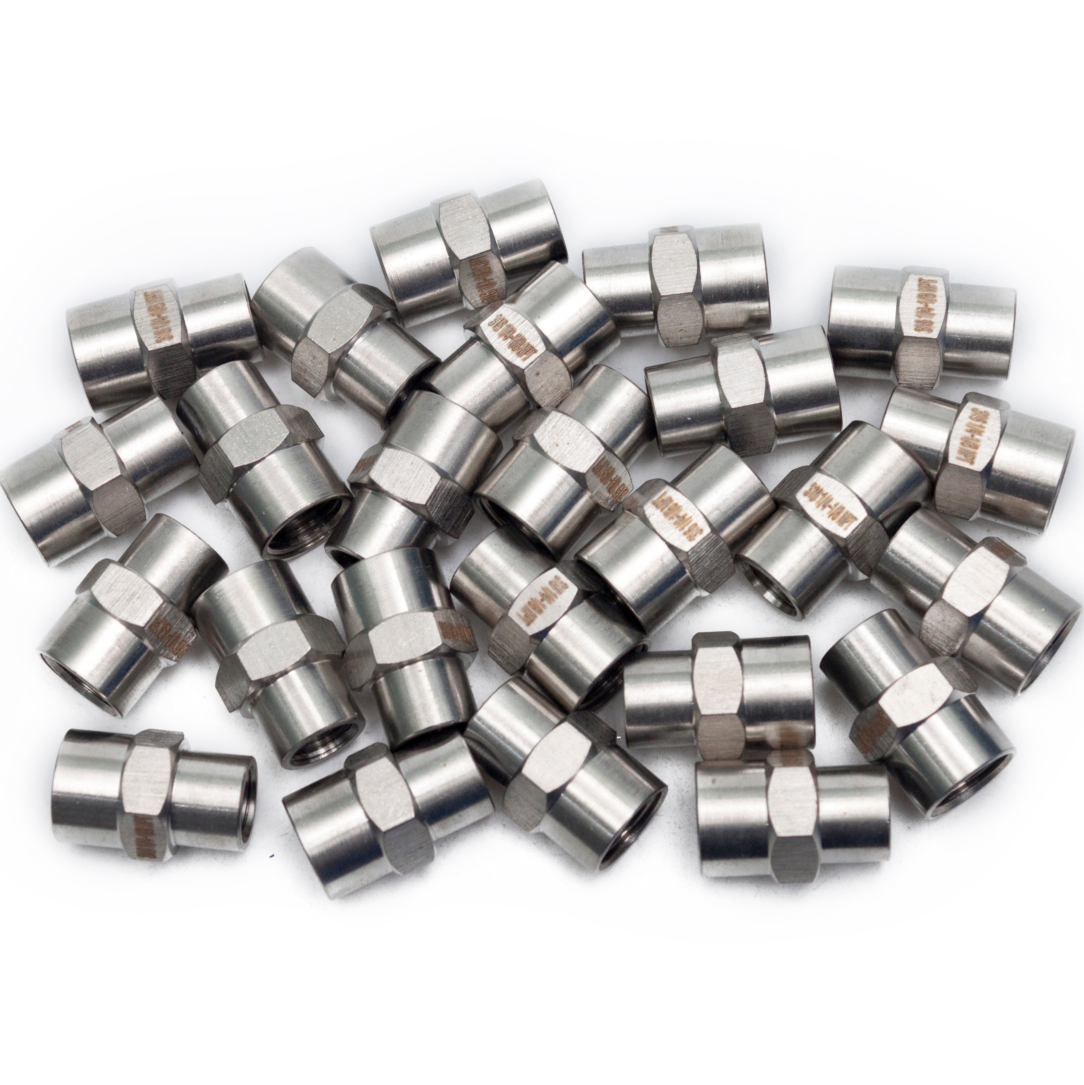 LTWFITTING Bar Production Stainless Steel 316 Pipe Fitting 1/4 Inch x 1/8 Inch Female NPT Reducing Coupling Water Boat (Pack of 25)